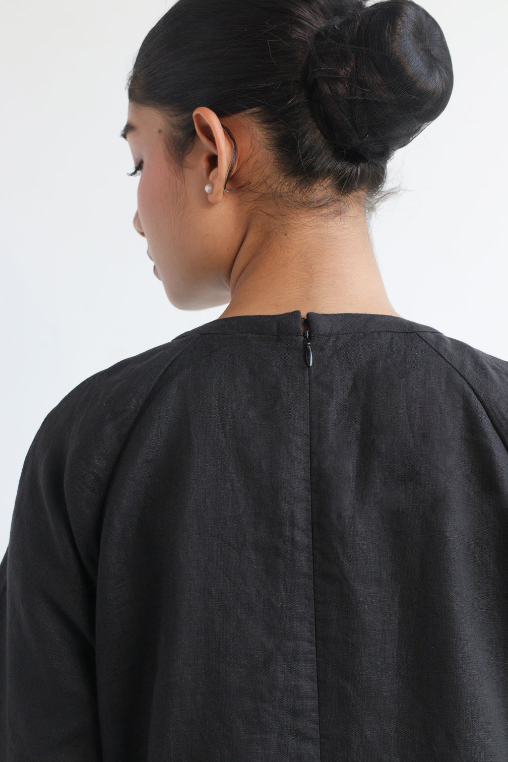 100% European Linen Easy Shift Dress - Black