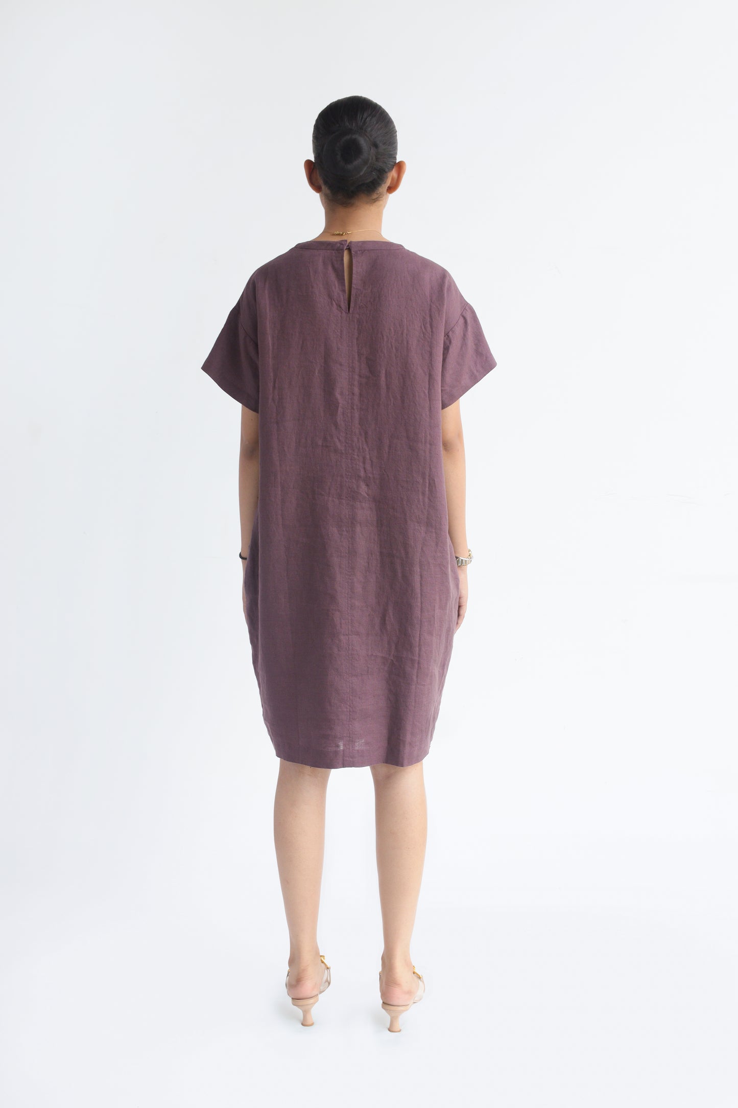100% European Linen Oversized Casual Dress - Coffee Brown
