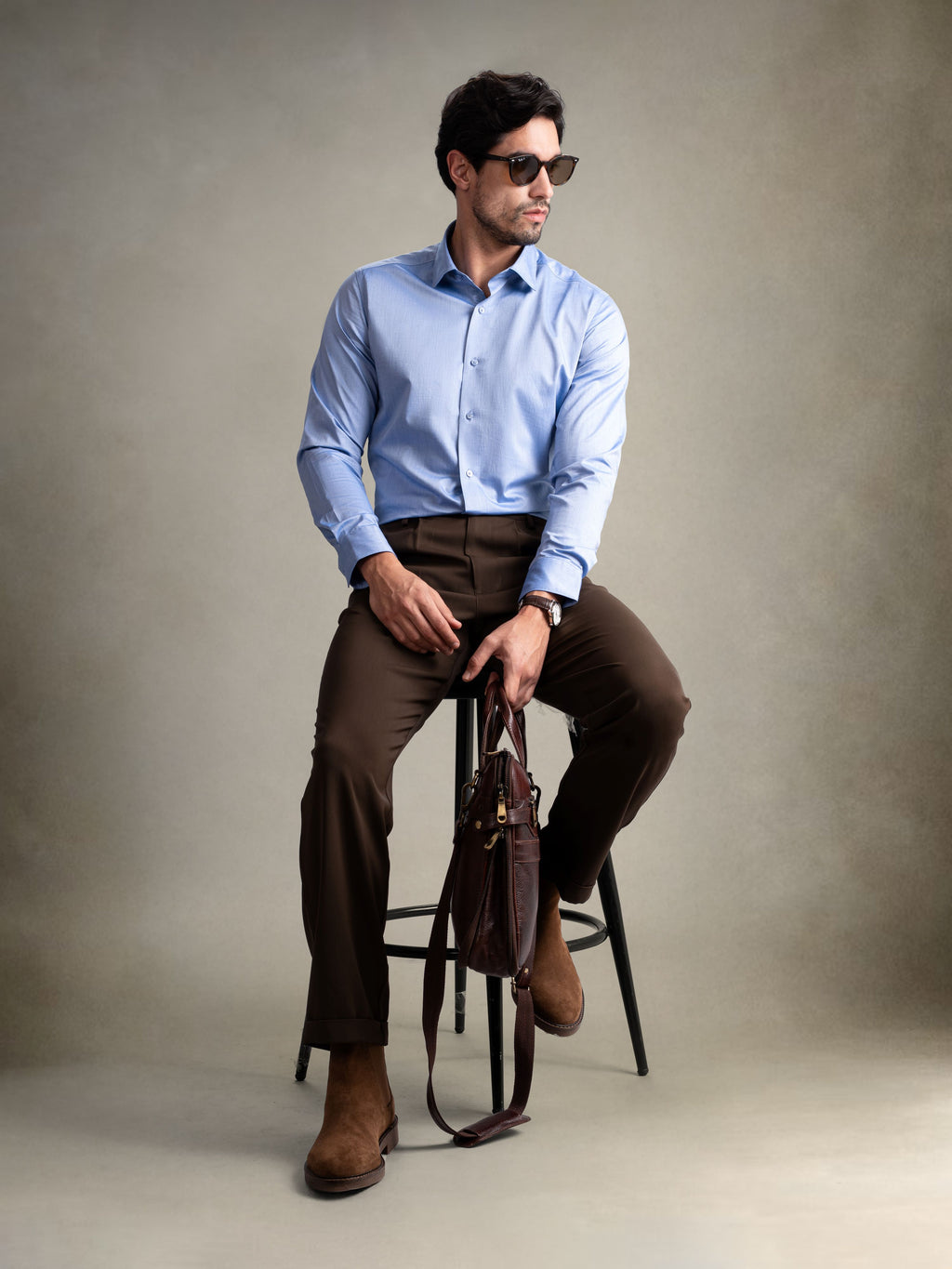 100% Egyptian Cotton 9-to-9 Formal Shirt - Mid Blue