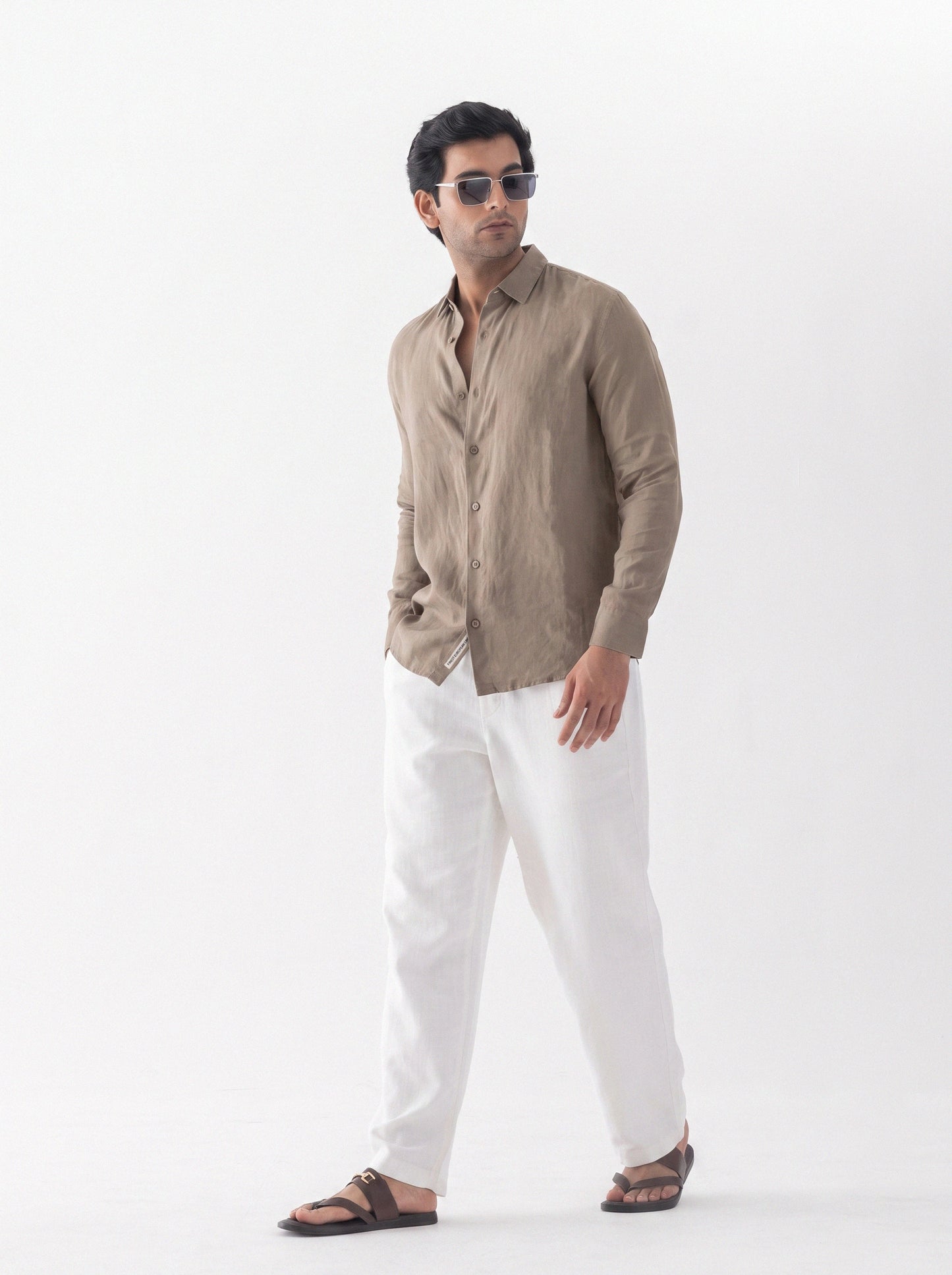 100% European Linen Classic Everyday Shirt - Brown