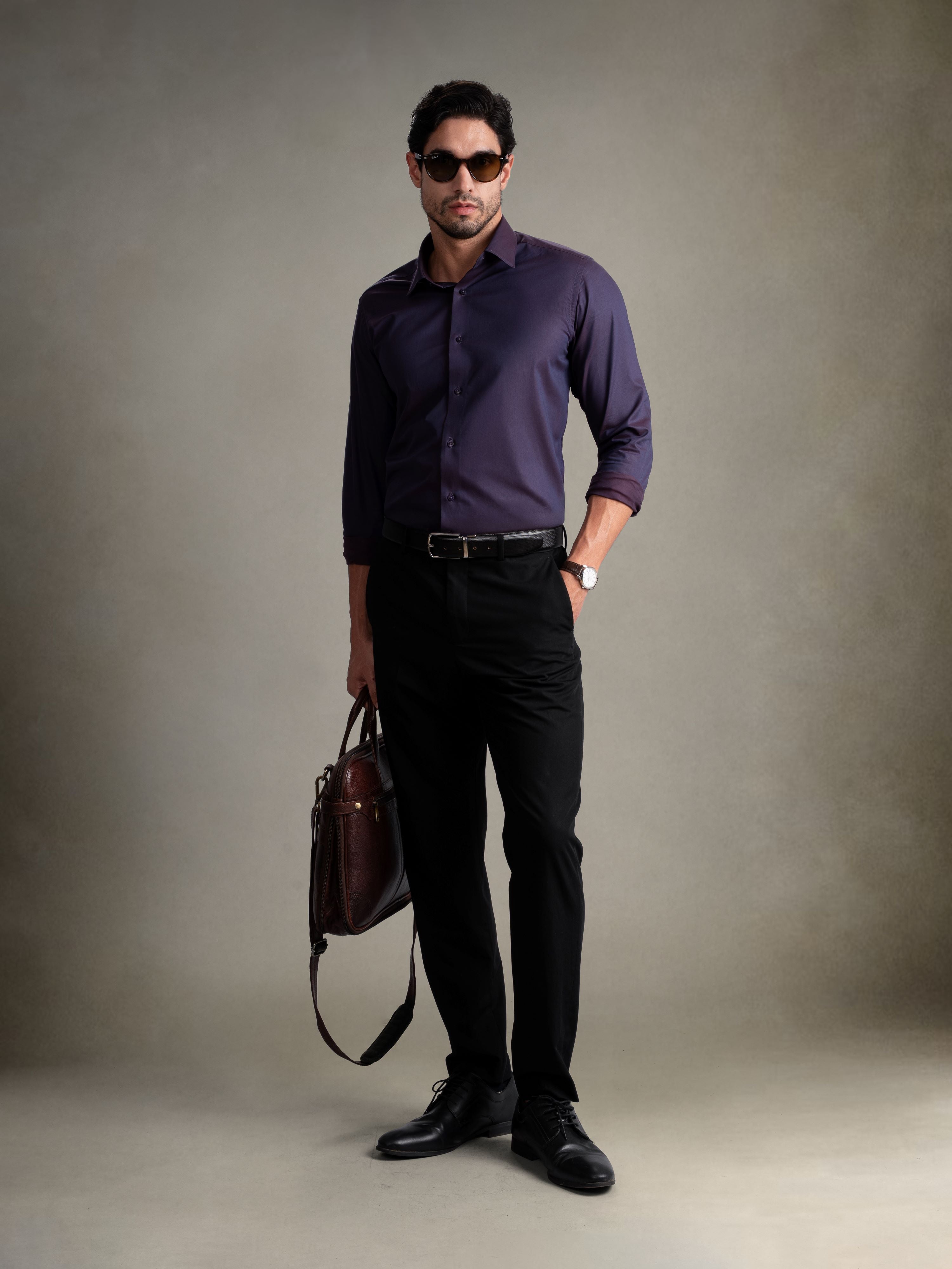 100% Egyptian Cotton 9-to-9 Formal Shirt - Deep Purple