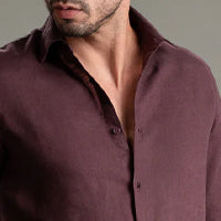 100% European Linen Classic Everyday Shirt - Coffee Brown
