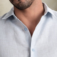100% European Linen Classic Everyday Shirt - Powder Blue