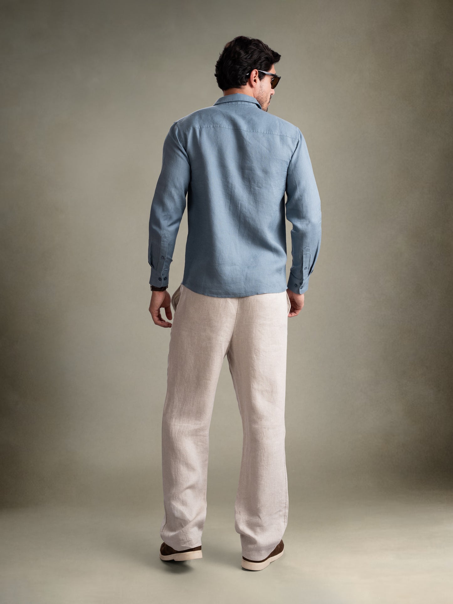 100% European Linen Classic Everyday Shirt - Maison X - Steel Blue