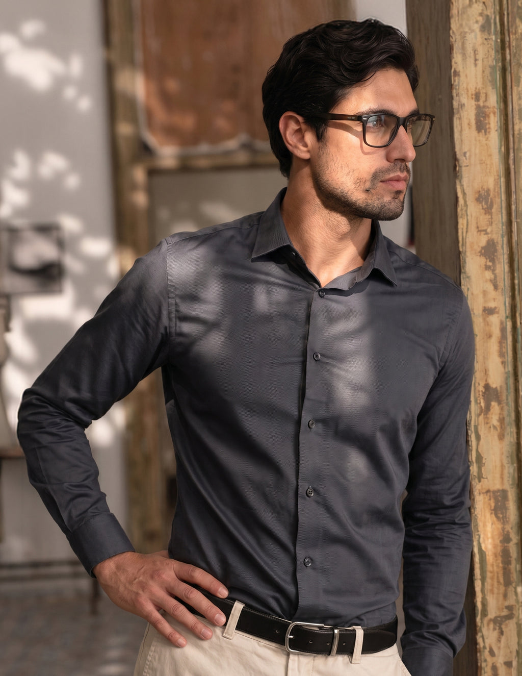 100% Egyptian Cotton 9-to-9 Formal Shirt - Dark Grey