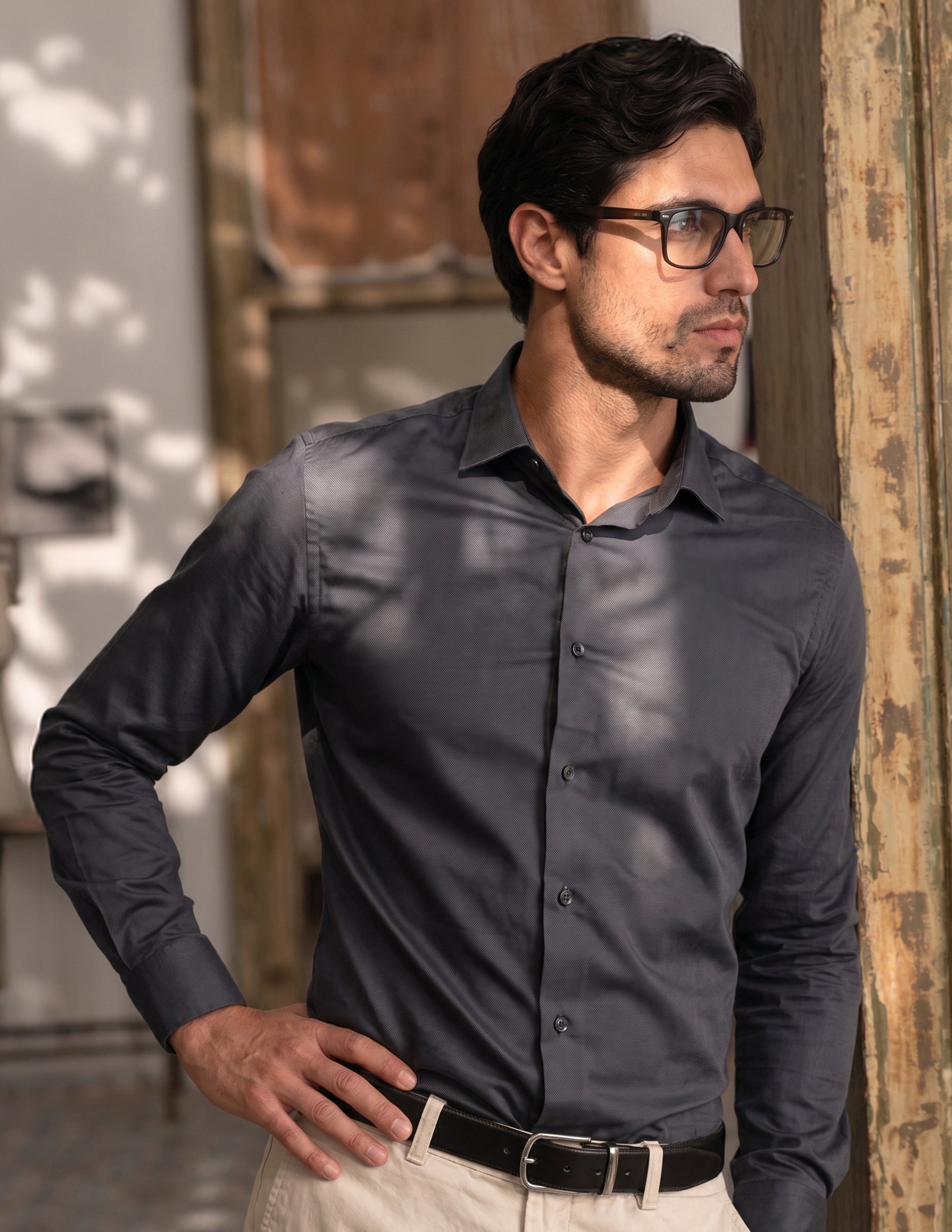 100% Egyptian Cotton 9-to-9 Formal Shirt - Dark Grey