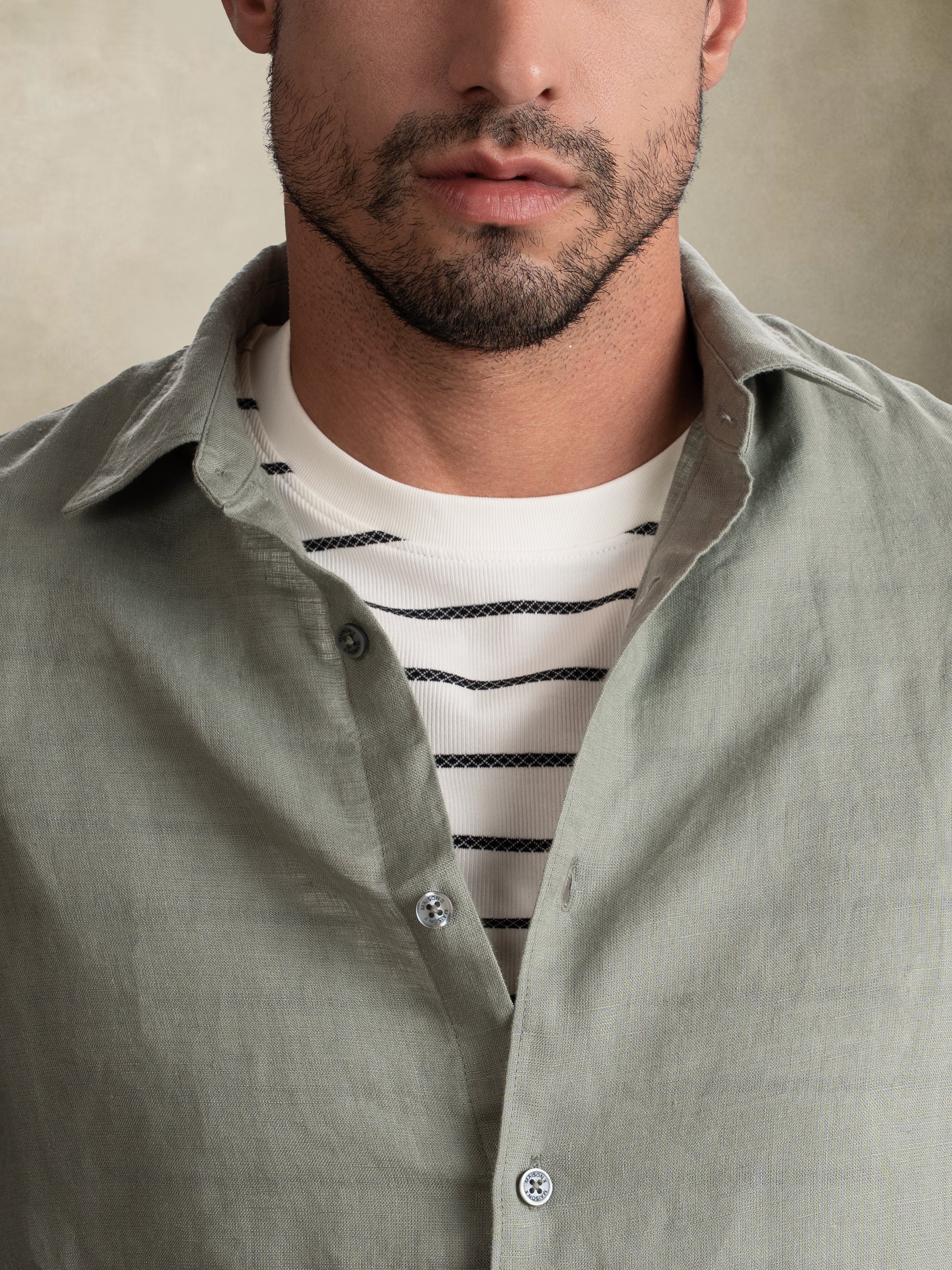 100% European Linen Classic Everyday Shirt - Maison X - Sage Green