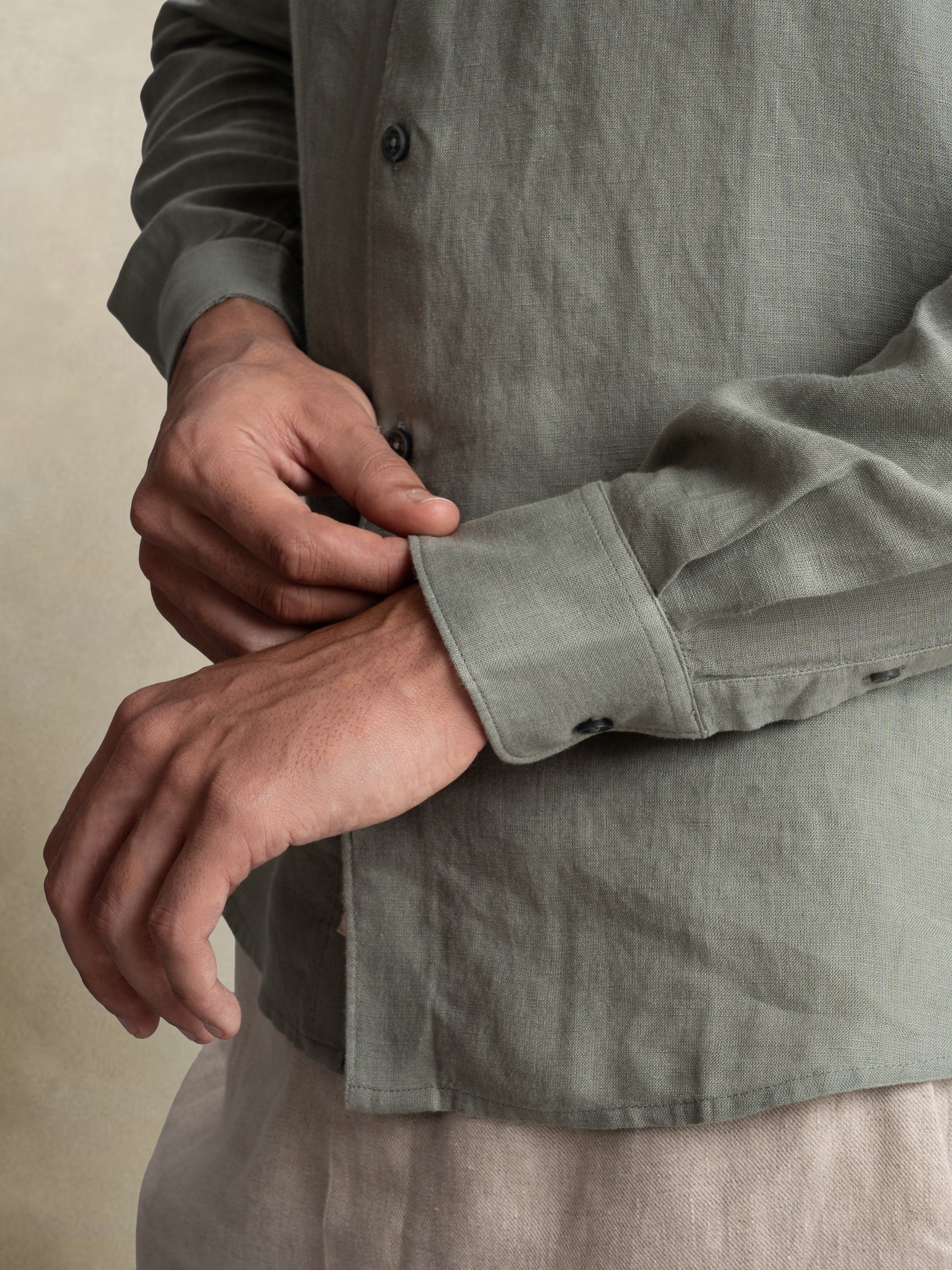 100% European Linen Classic Everyday Shirt - Maison X - Sage Green