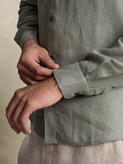 100% European Linen Classic Everyday Shirt - Maison X - Sage Green