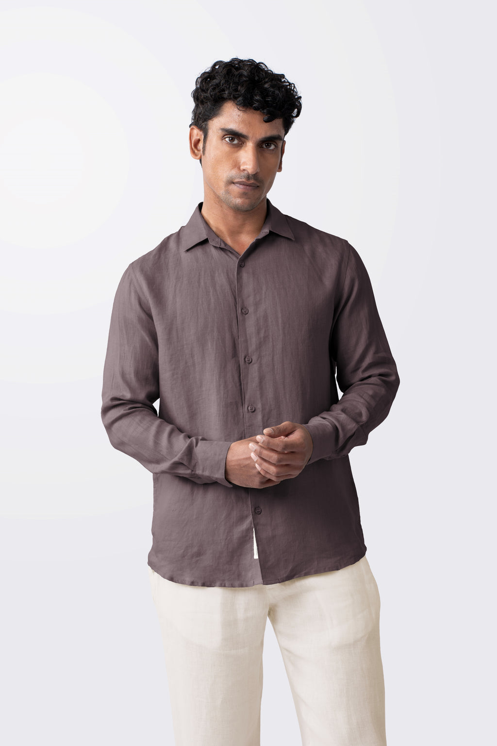 100% European Linen Classic Everyday Shirt - Ash Purple