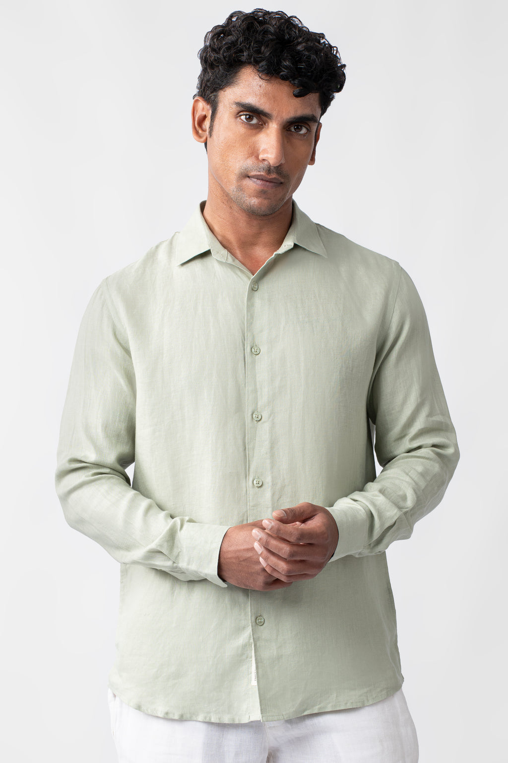 100% European Linen Classic Everyday Shirt - Mint Green