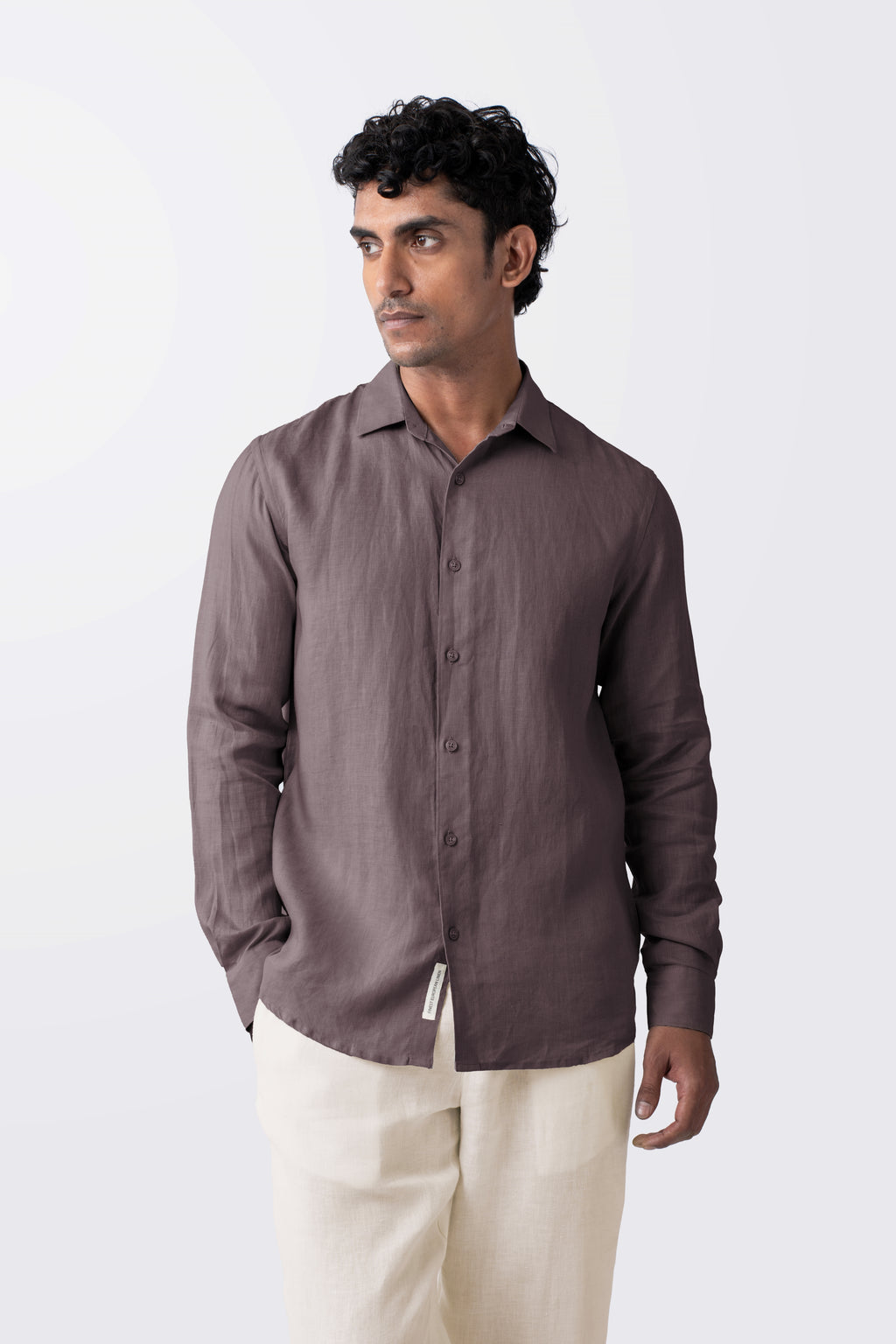 100% European Linen Classic Everyday Shirt - Ash Purple