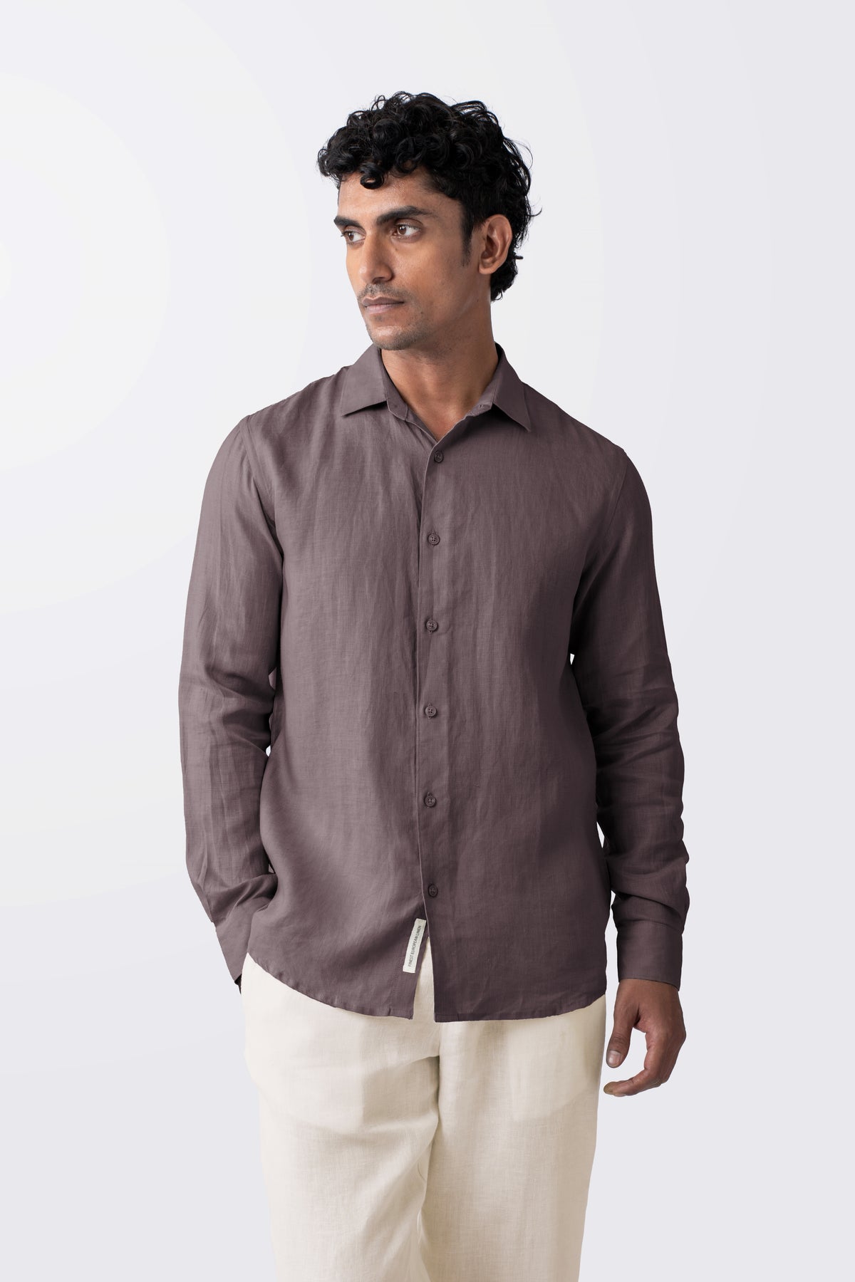 100% European Linen Classic Everyday Shirt - Ash Purple
