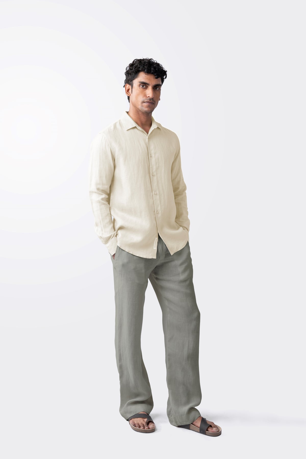 100% European Linen Classic Everyday Shirt - Cream