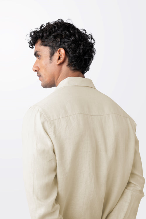 100% European Linen Classic Everyday Shirt - Cream
