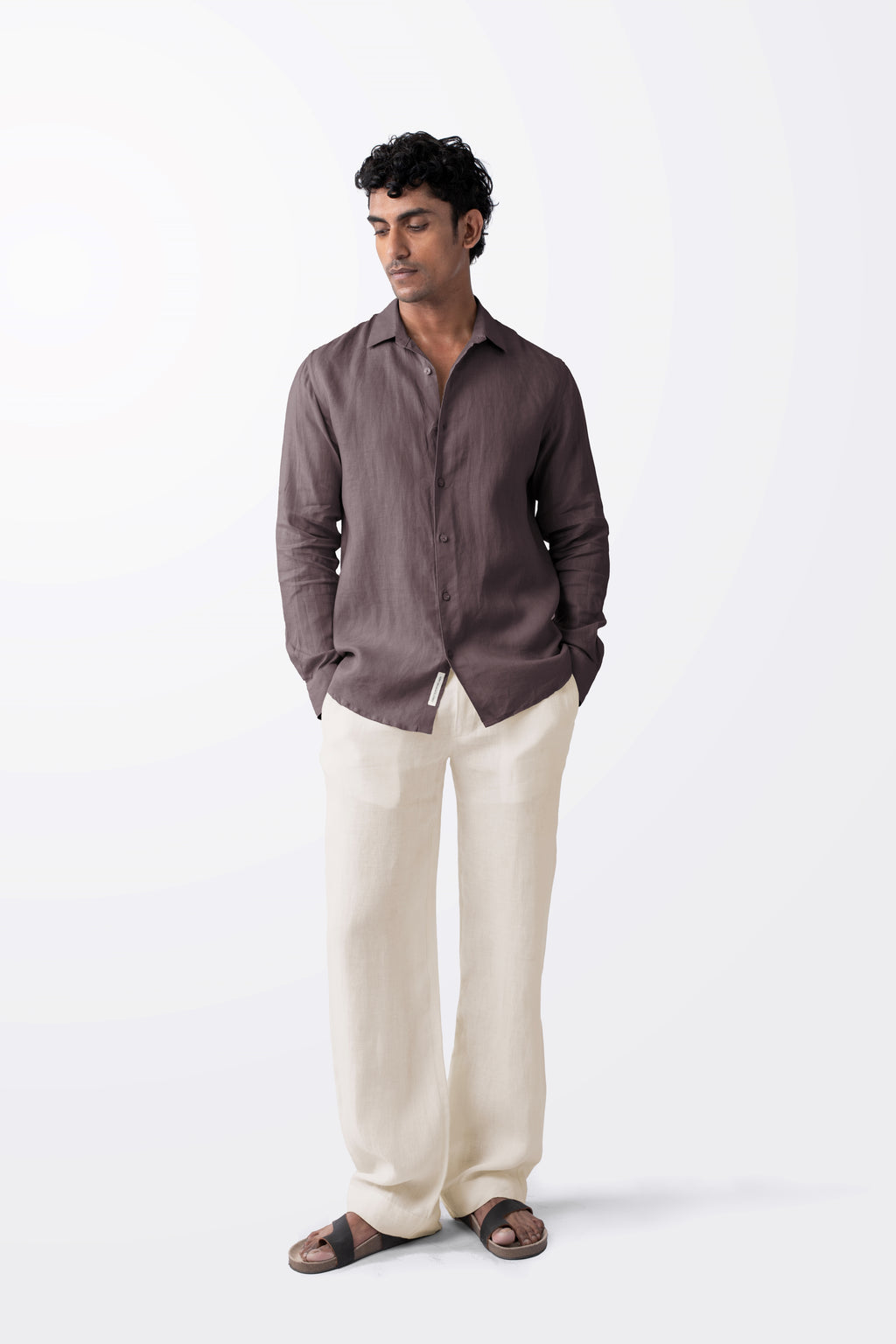 100% European Linen Classic Everyday Shirt - Ash Purple