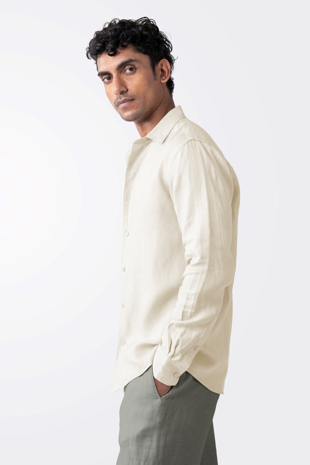 100% European Linen Classic Everyday Shirt - Cream