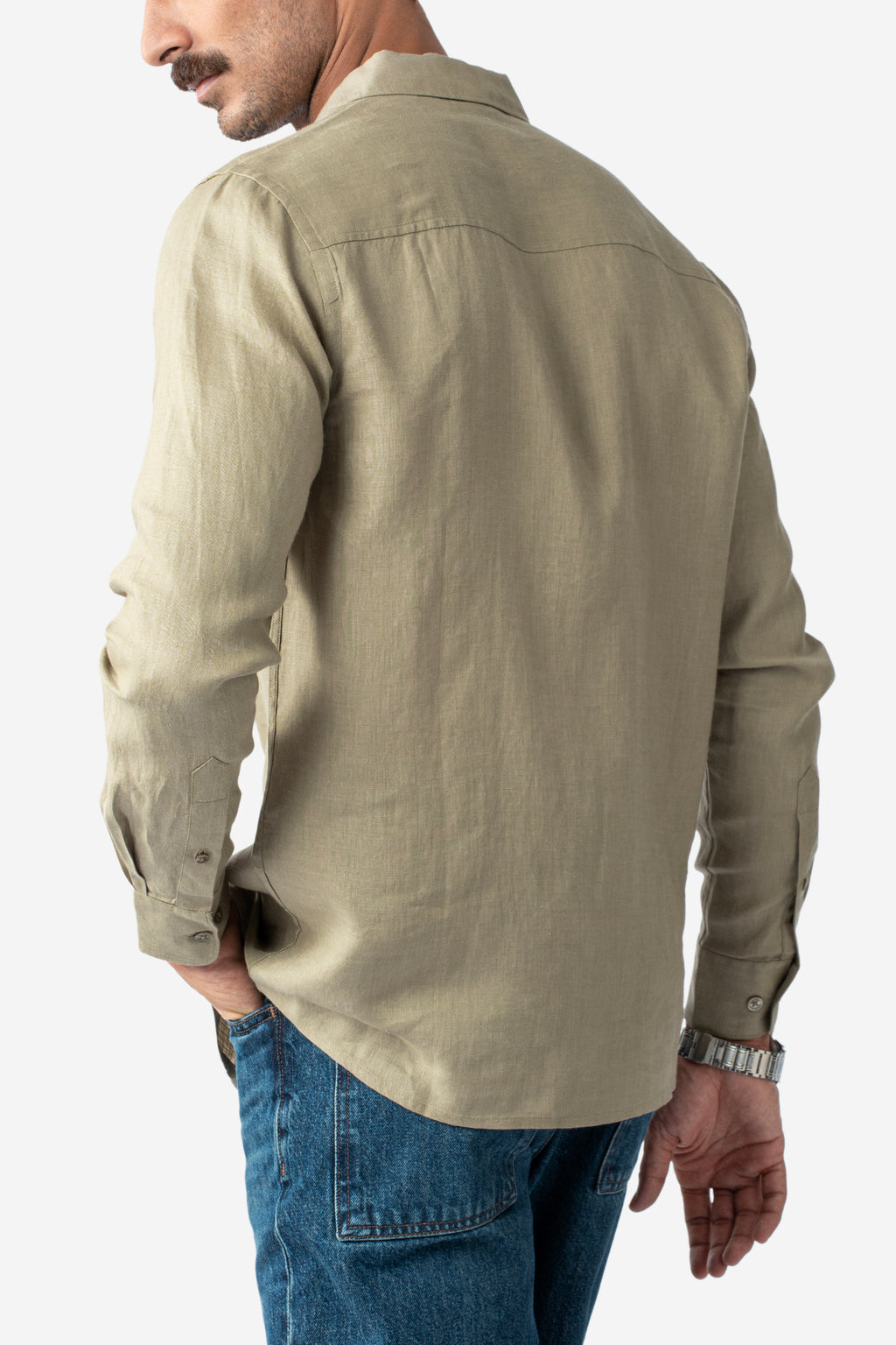 100% European Linen Classic Everyday Shirt - Moss