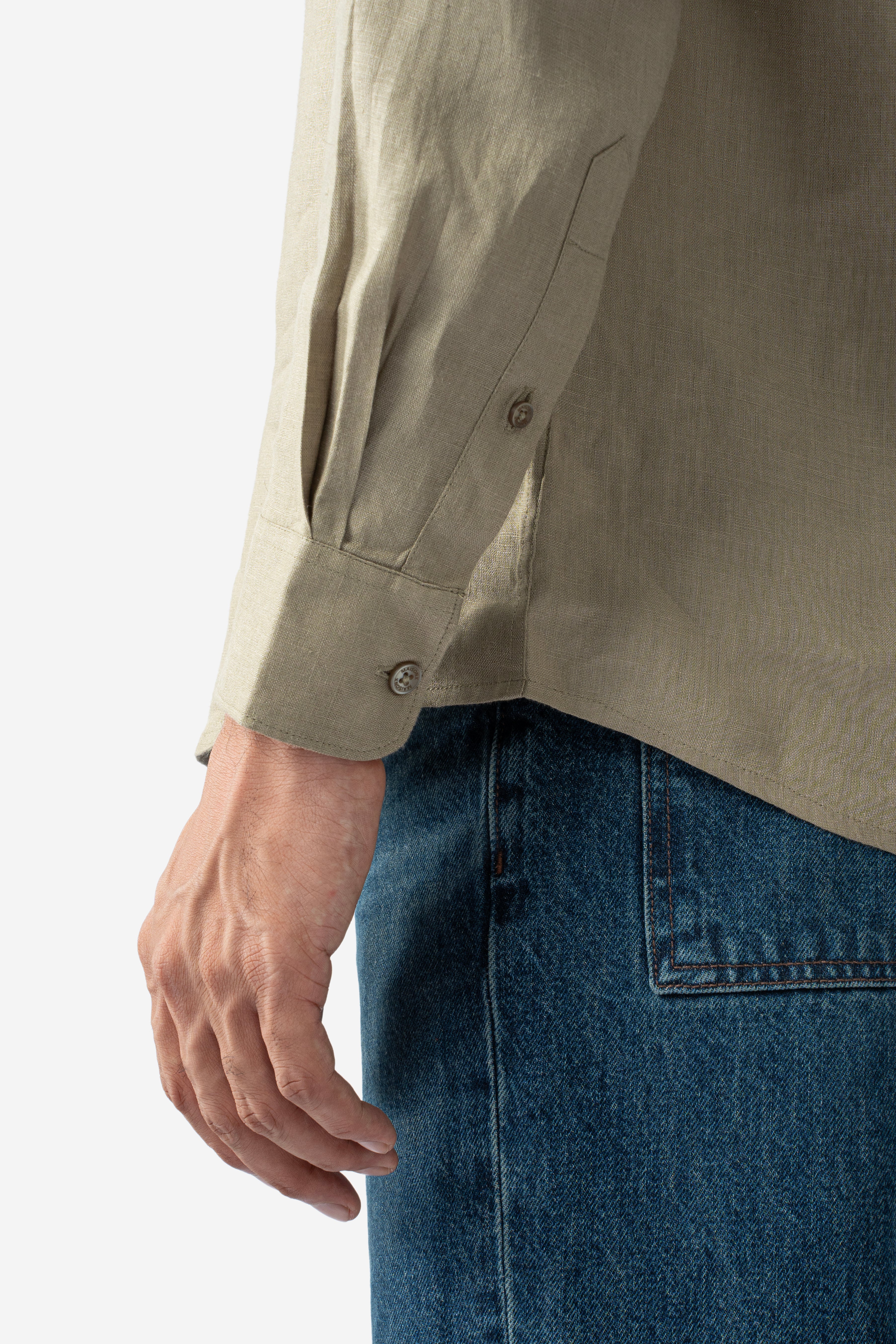 100% European Linen Classic Everyday Shirt - Moss
