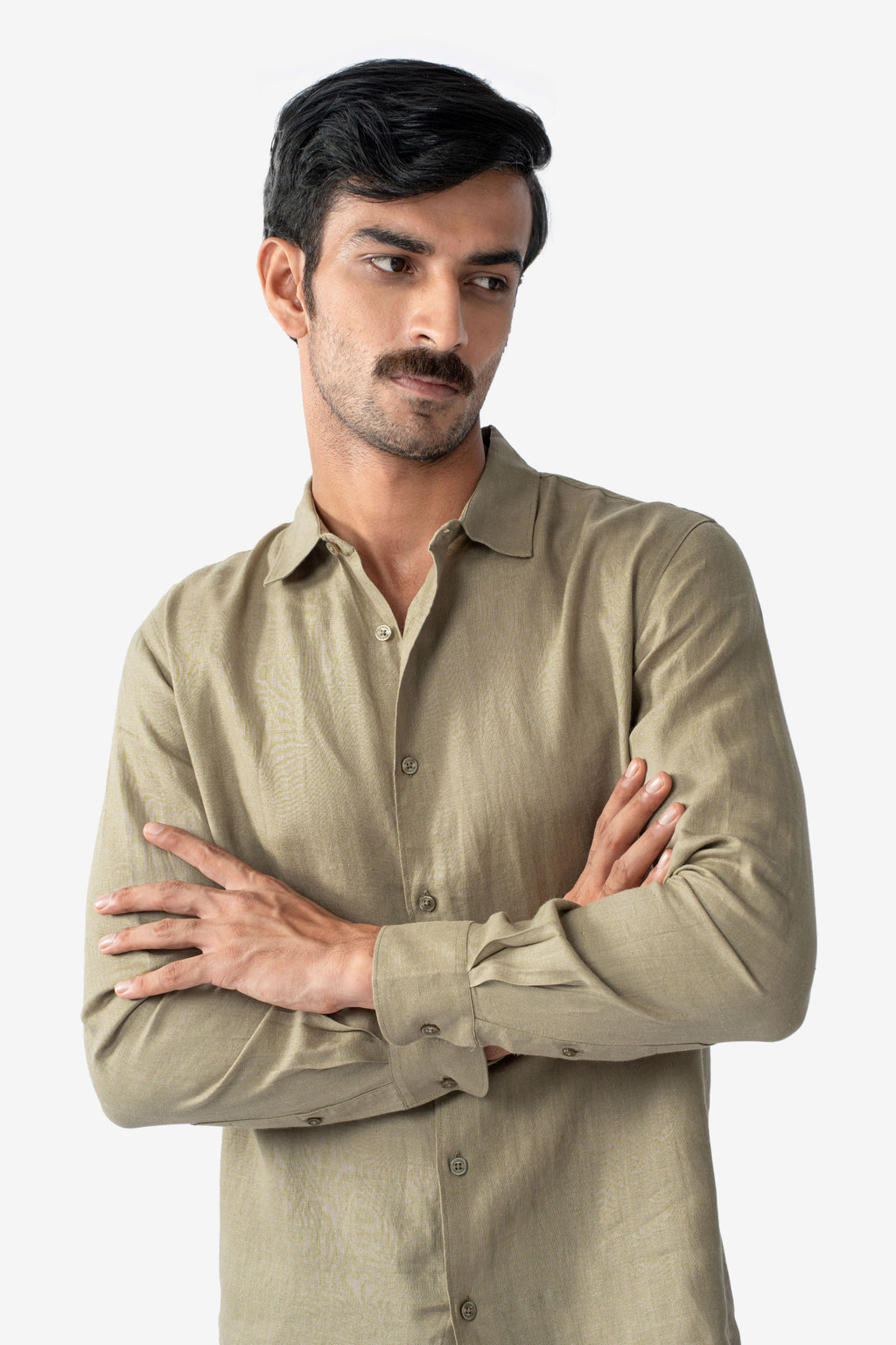 100% European Linen Classic Everyday Shirt - Moss