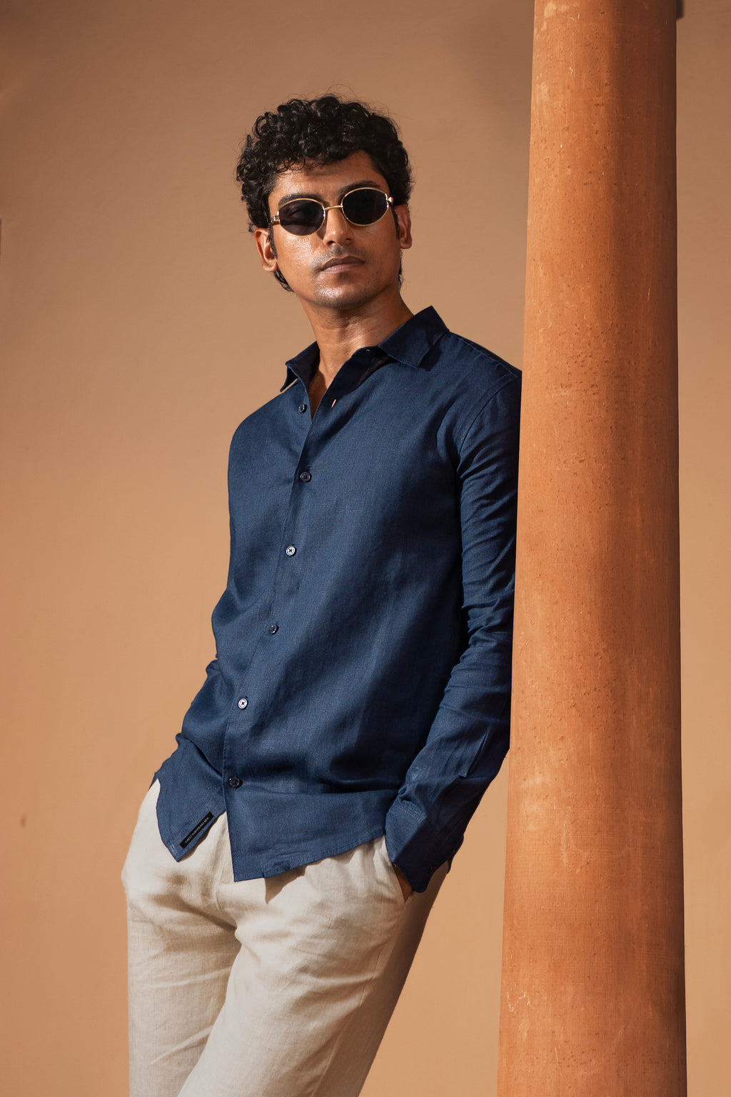 100% European Linen Classic Everyday Shirt - Midnight Blue