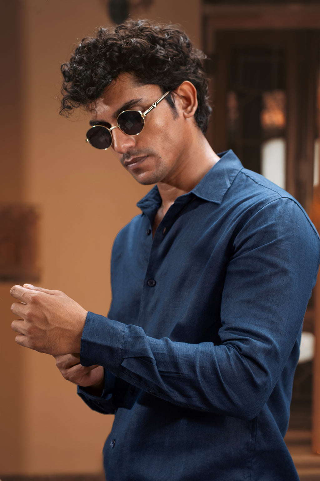 100% European Linen Classic Everyday Shirt - Midnight Blue