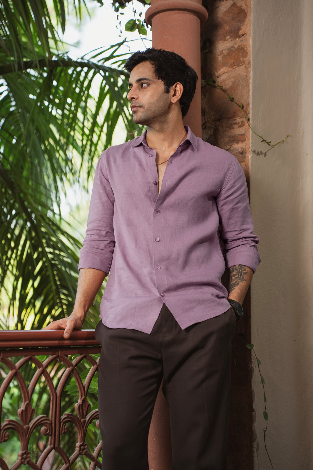100% European Linen Classic Everyday Shirt - Onion