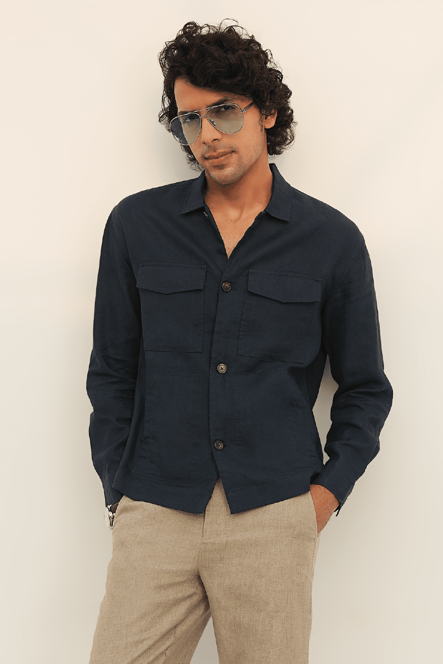 100% European Linen Utility Shacket