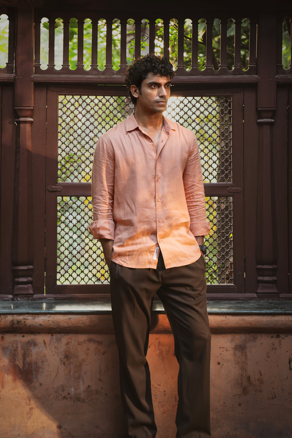 100% European Linen Classic Everyday Shirt - Peach