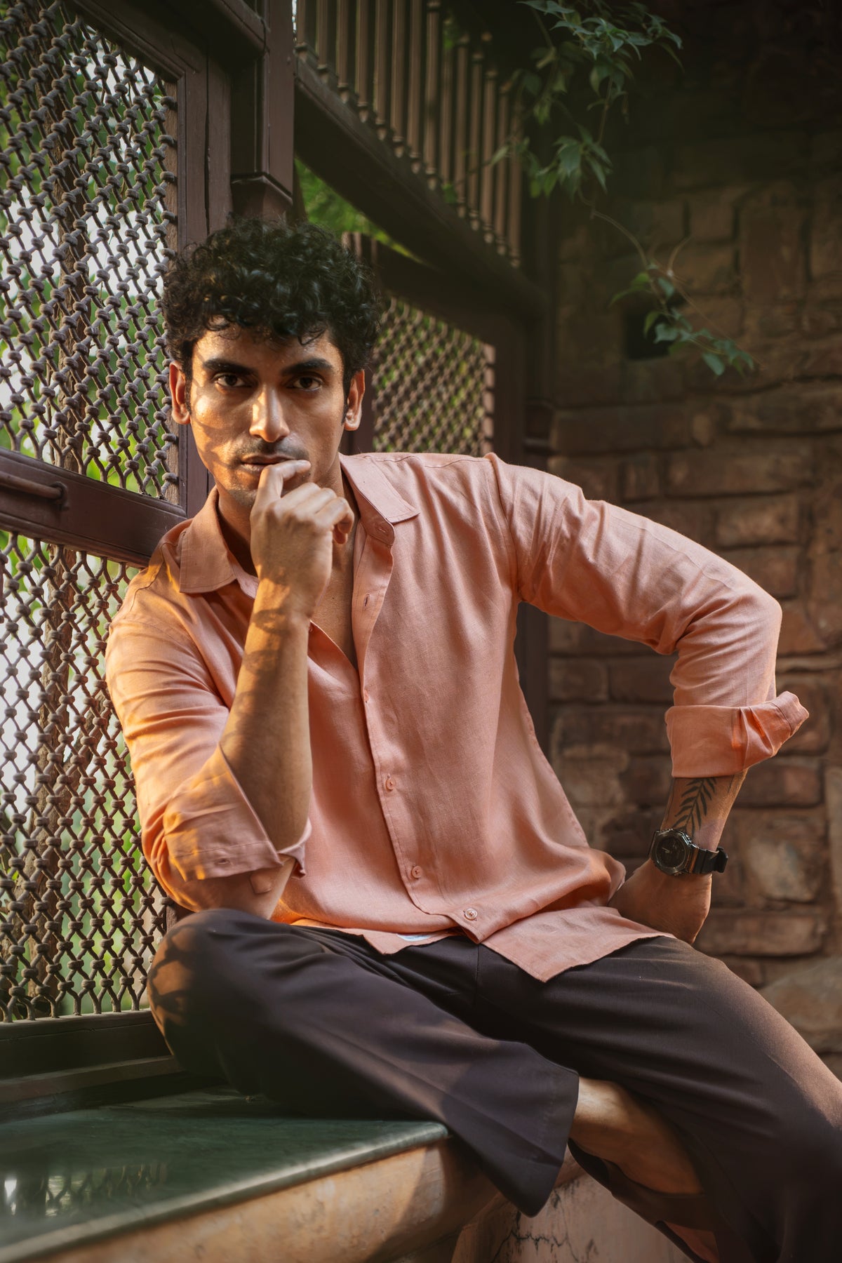 100% European Linen Classic Everyday Shirt - Peach