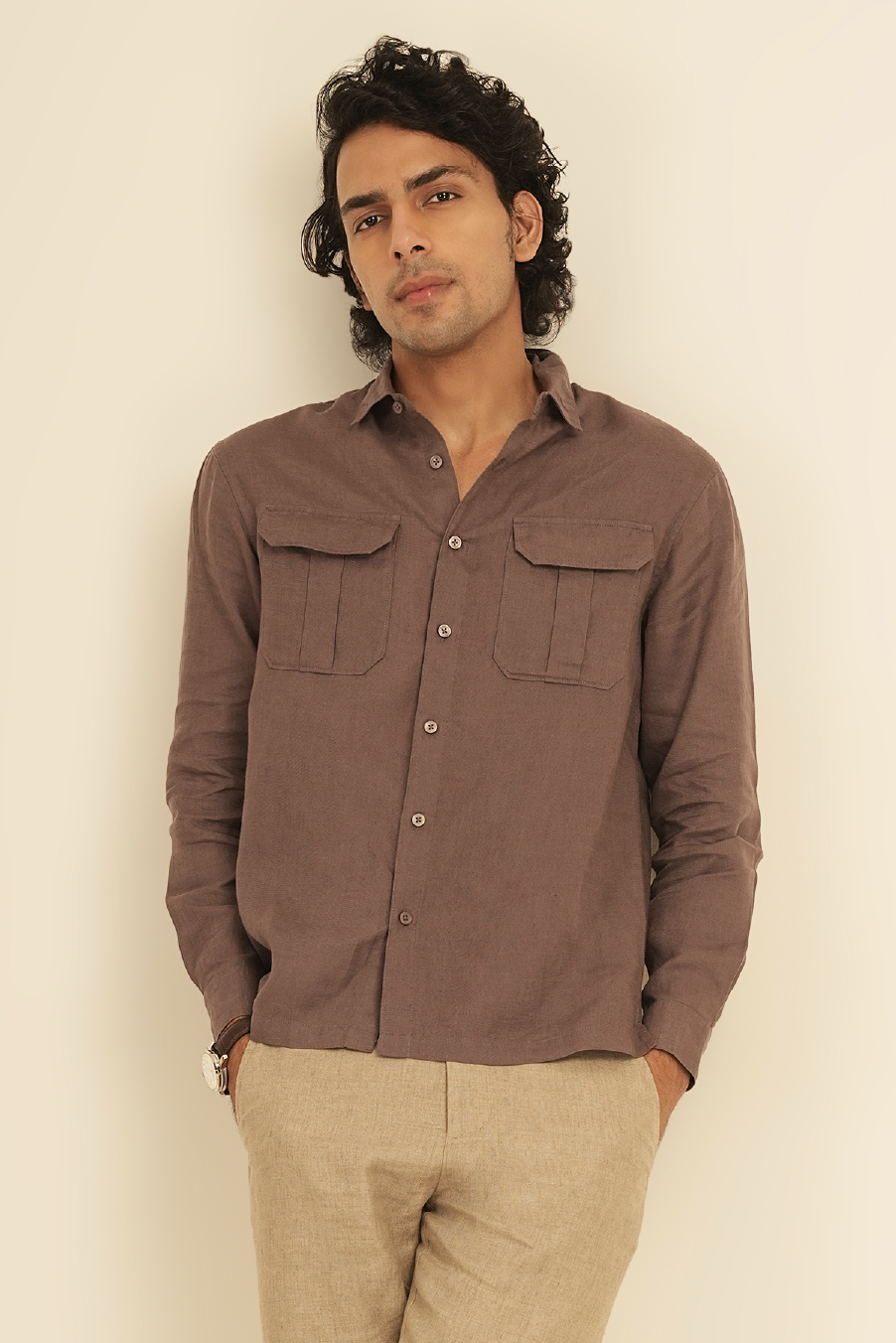100% European Linen Utility Shirt