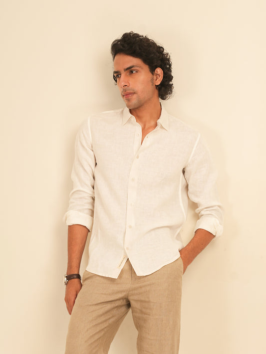 100% European Linen Classic Everyday Shirt - White