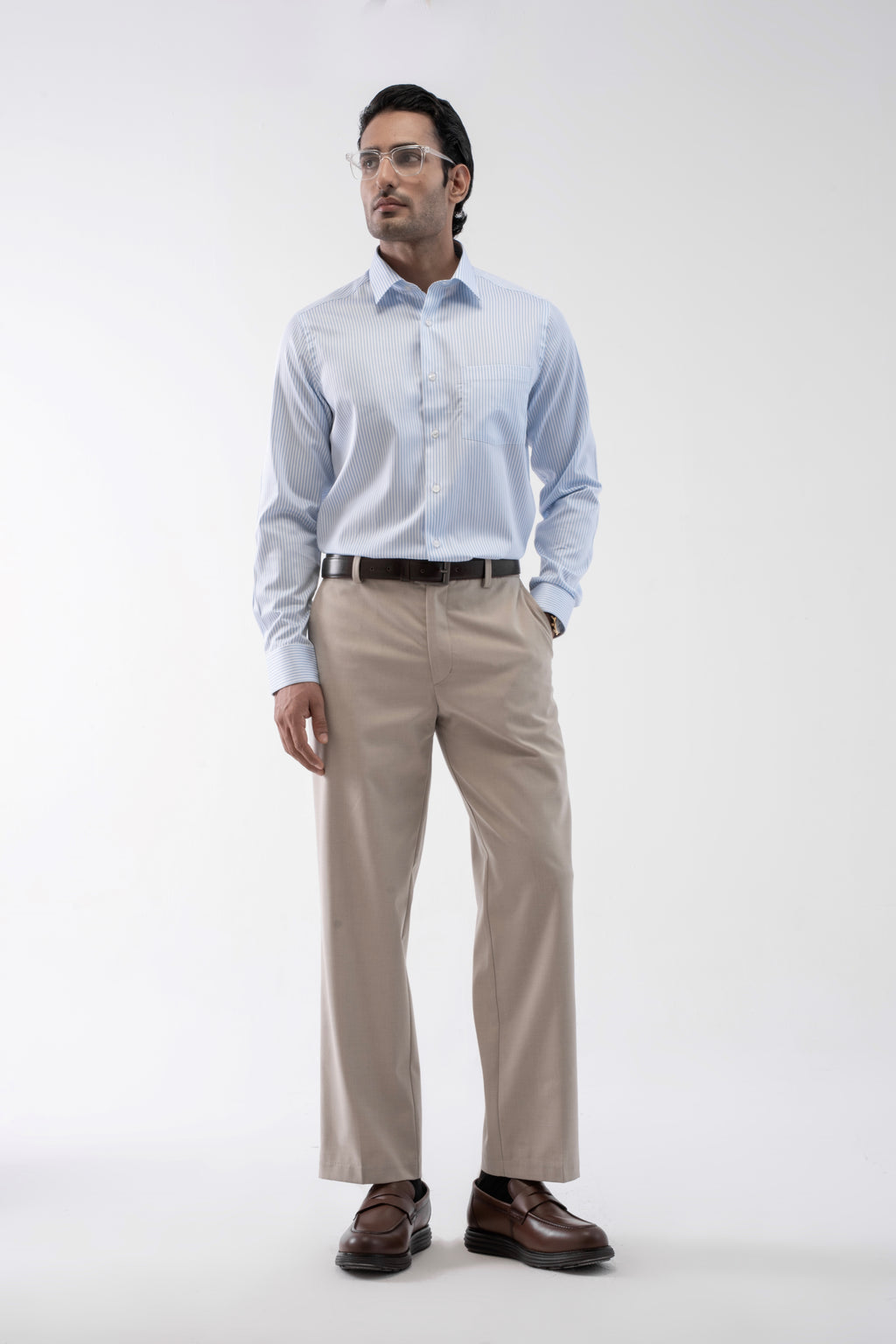 100% Giza Cotton Classic Stripe Formal Shirt - Blue