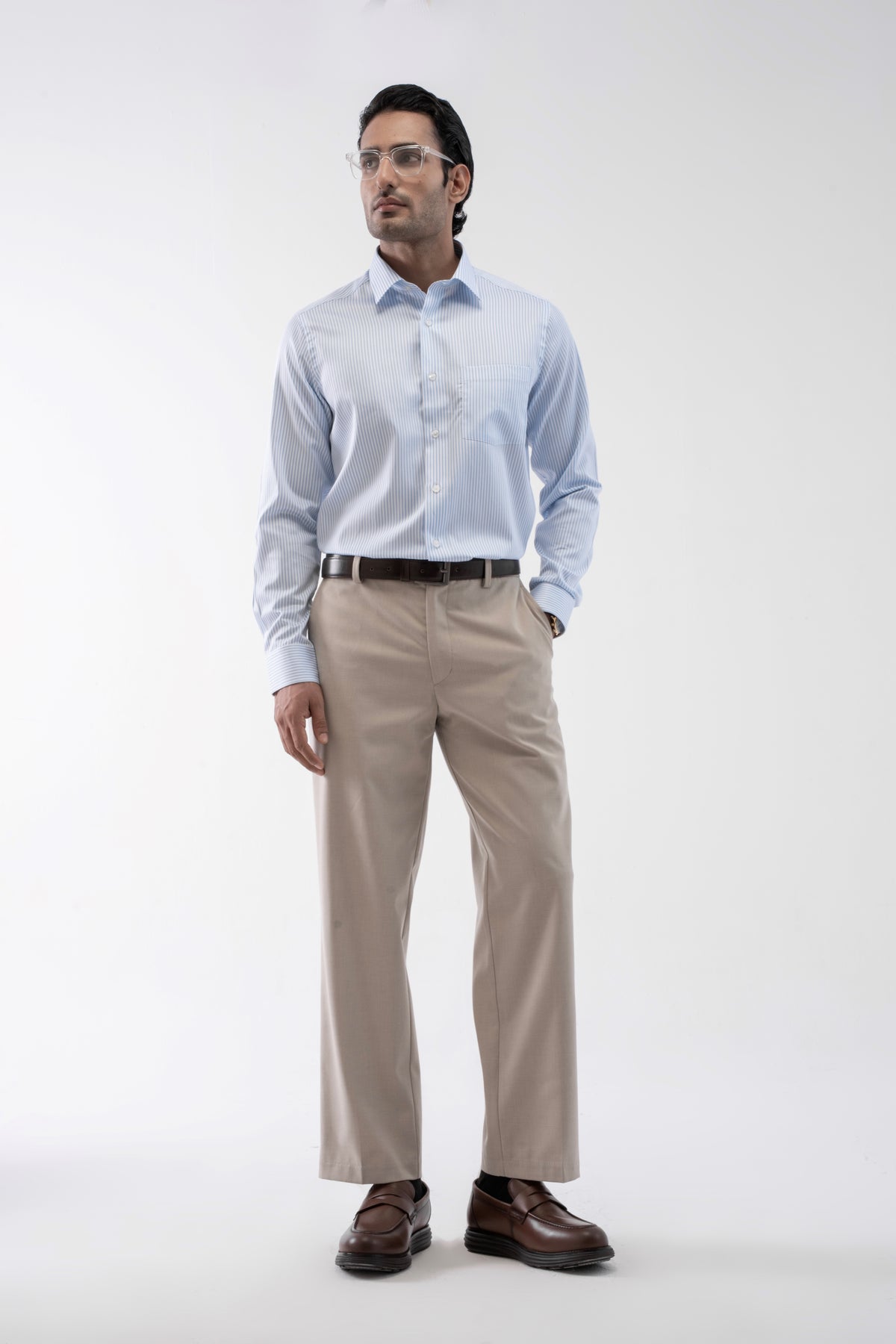 100% Giza Cotton Classic Stripe Formal Shirt - Blue