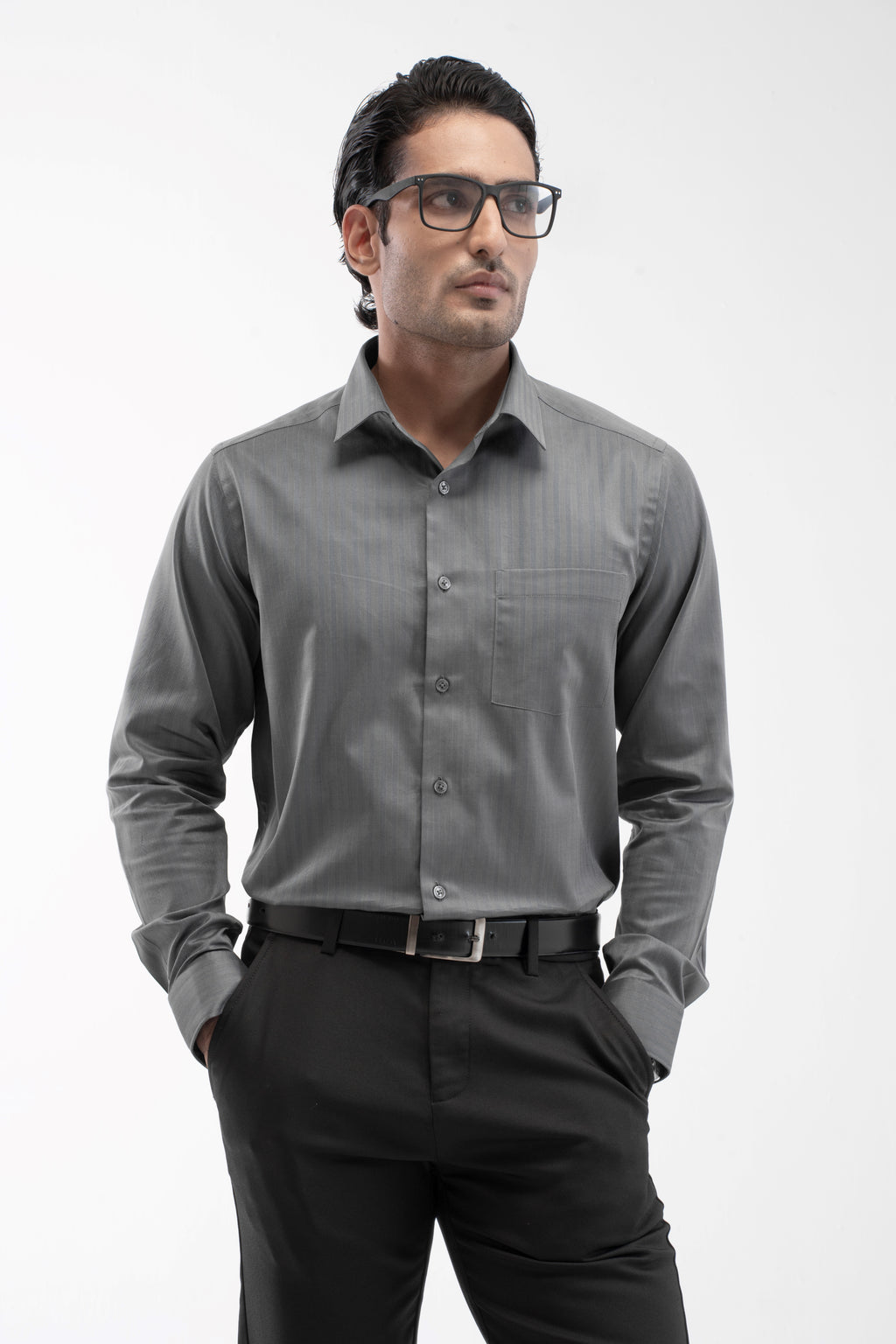 100% Giza Cotton Signature Formal Shirt - Charcoal