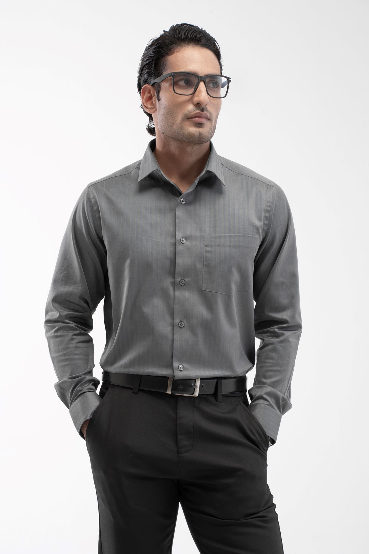 100% Giza Cotton Signature Formal Shirt - Charcoal