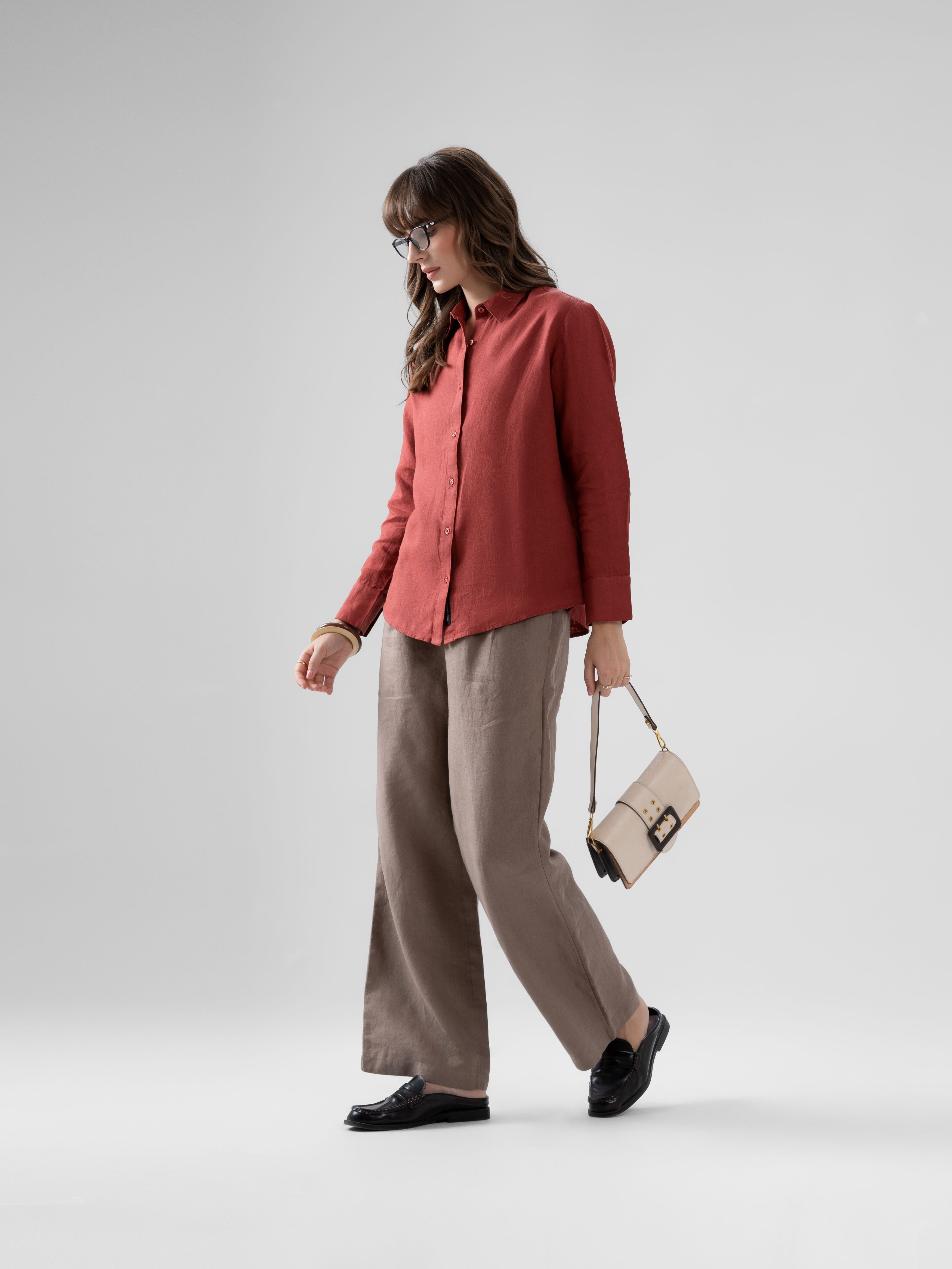 100% European Linen Everyday Shirt - Rosewood