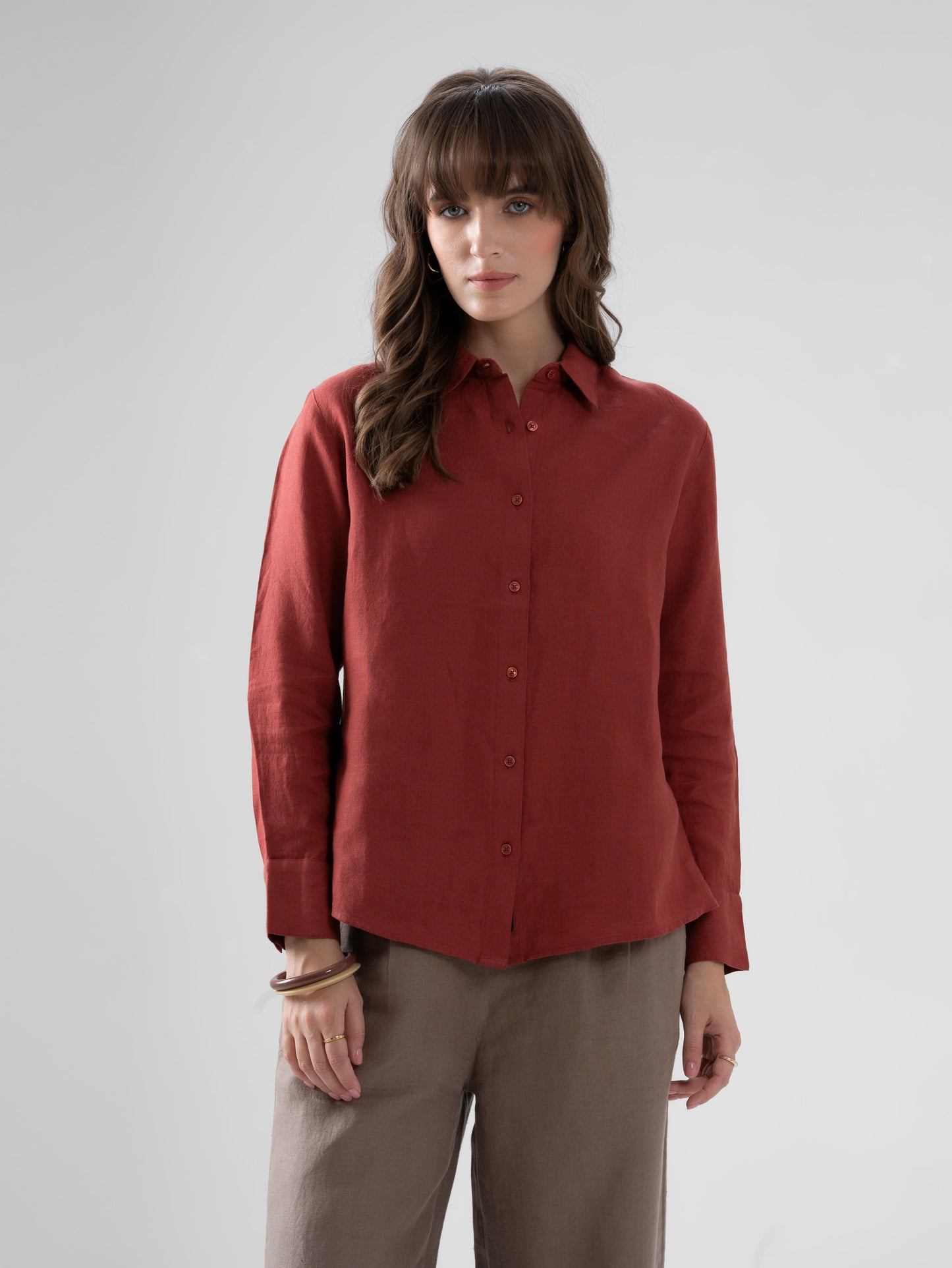 100% European Linen Everyday Shirt - Rosewood