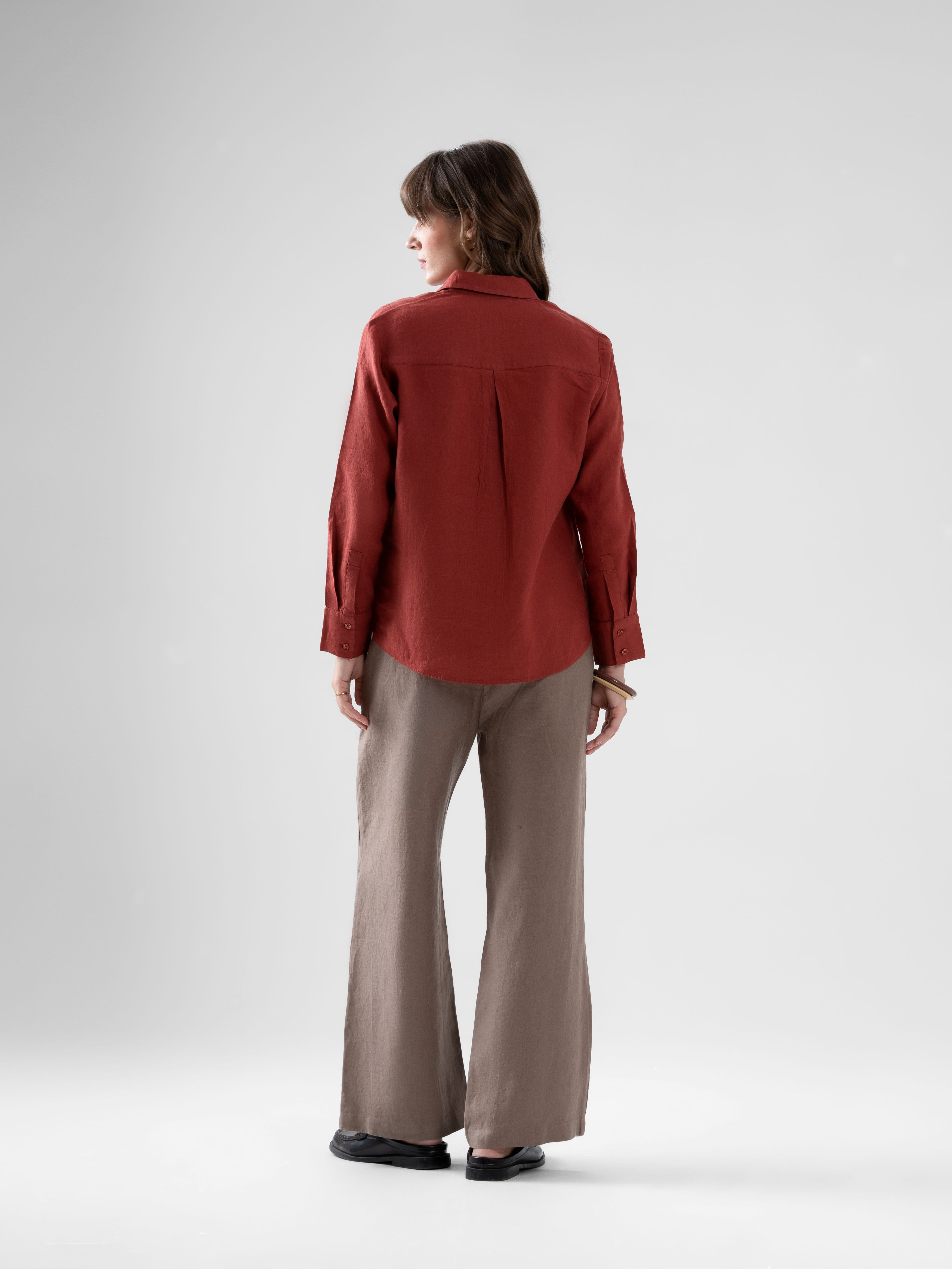 100% European Linen Everyday Shirt - Rosewood