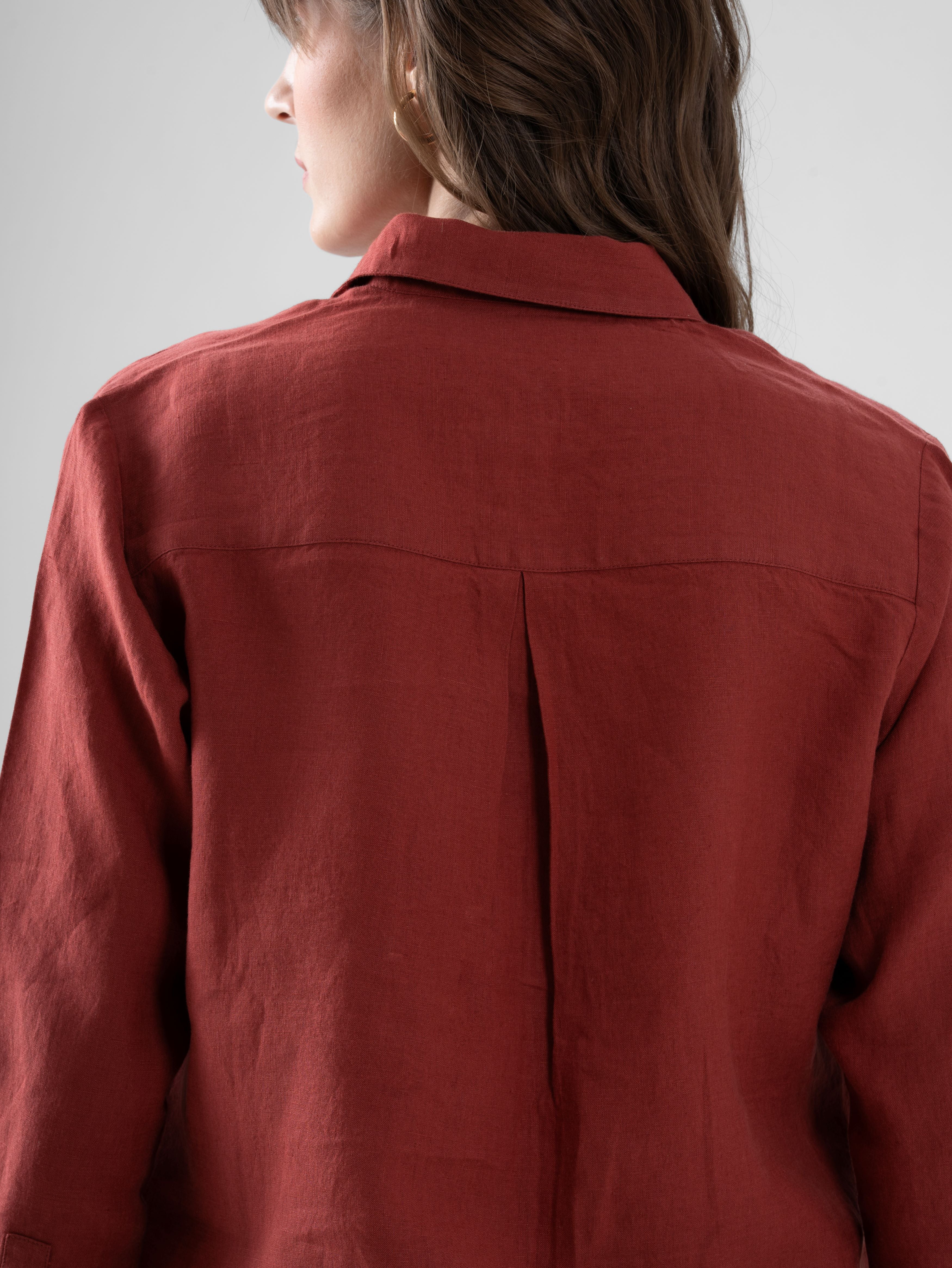 100% European Linen Everyday Shirt - Rosewood