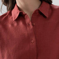 100% European Linen Everyday Shirt - Rosewood
