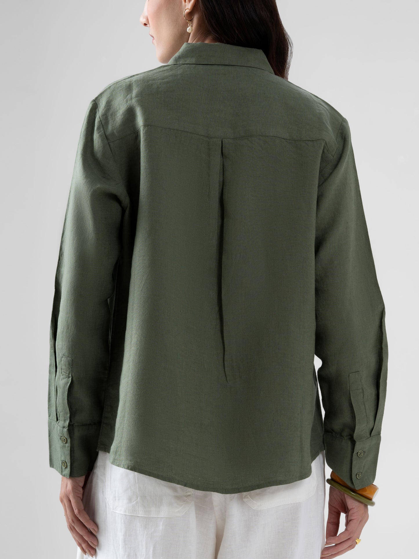 100% European Linen Everyday Shirt - Olive
