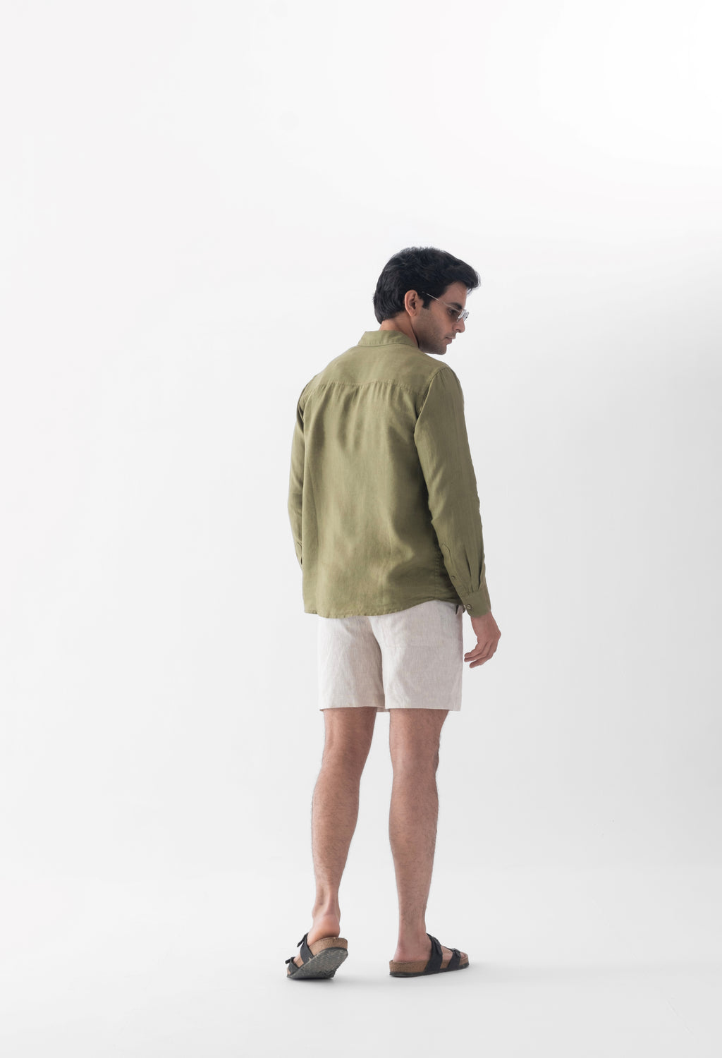 100% European Linen Classic Everyday Shirt - Olive