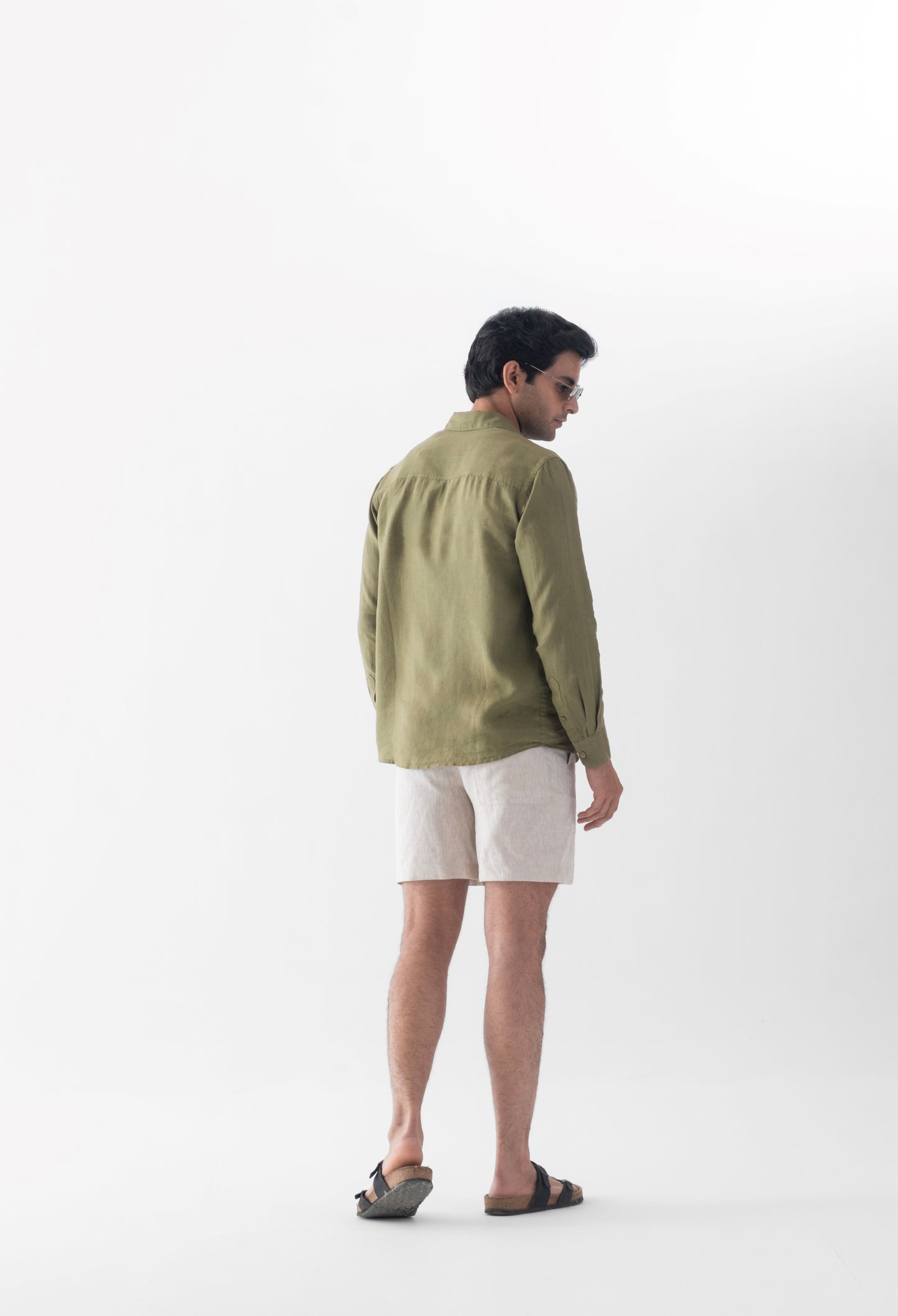 100% European Linen Classic Everyday Shirt - Olive