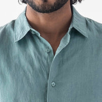 100% European Linen Classic Everyday Shirt - Dark Mint