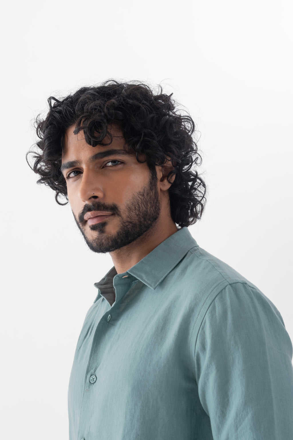 100% European Linen Classic Everyday Shirt - Dark Mint