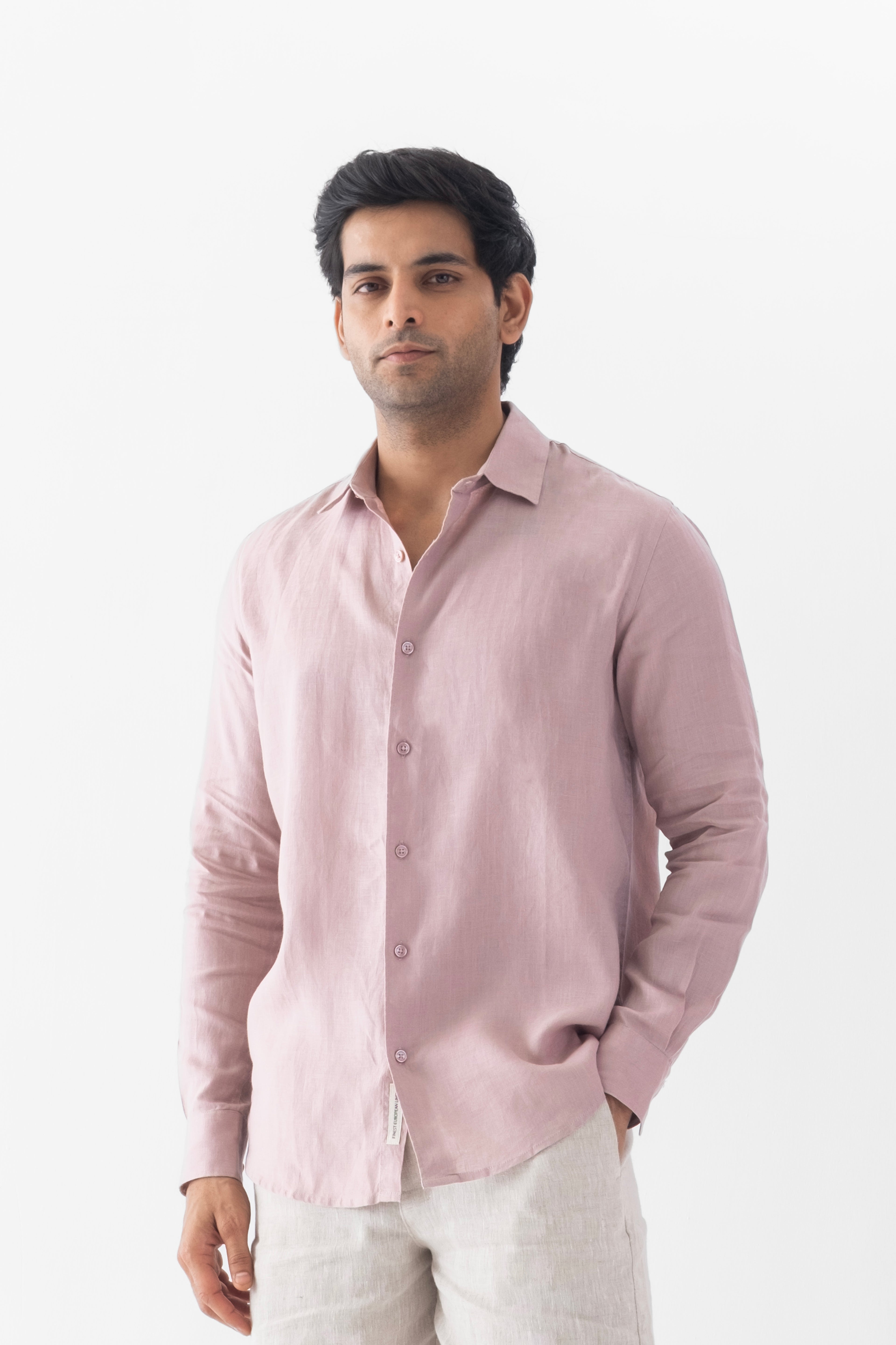 100% European Linen Classic Everyday Shirt - Taupe