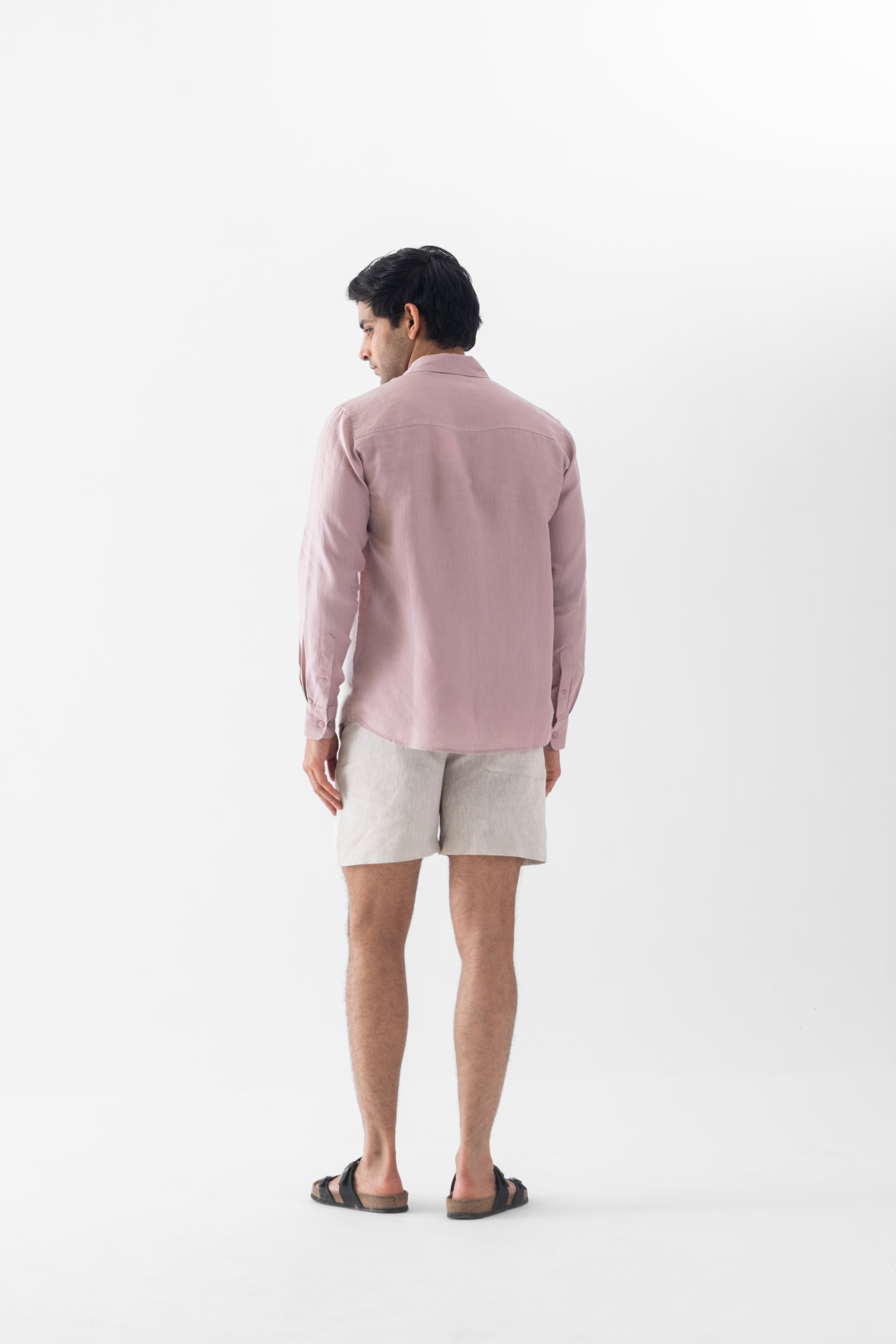 100% European Linen Classic Everyday Shirt - Taupe