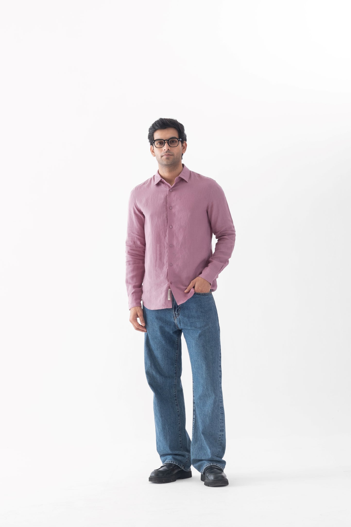 100% European Linen Classic Everyday Shirt - Mauve