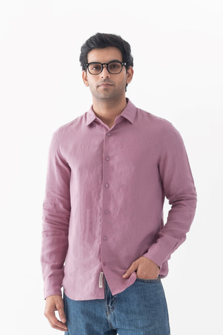 100% European Linen Classic Everyday Shirt - Mauve